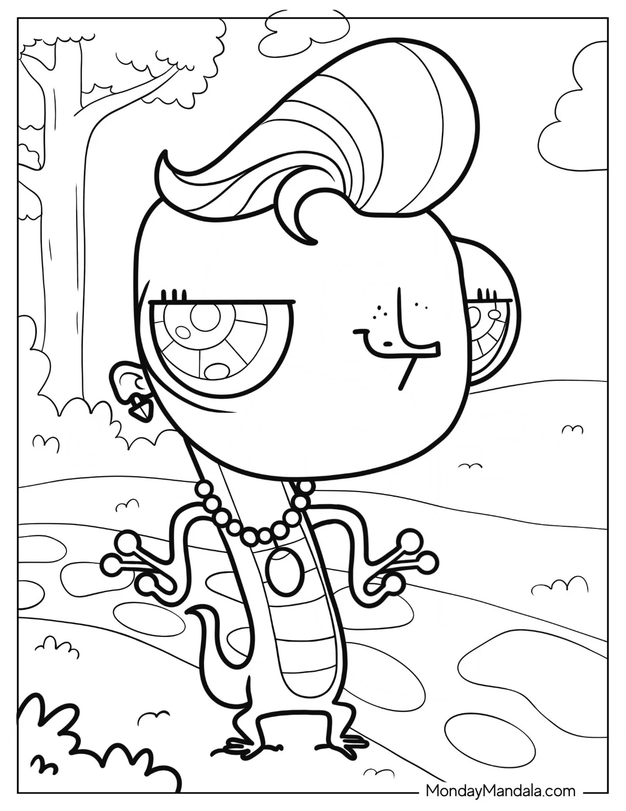 Littlest Pet Shop Coloring Page Of Vinnie Terrio With Jewelry coloring page — printable line art