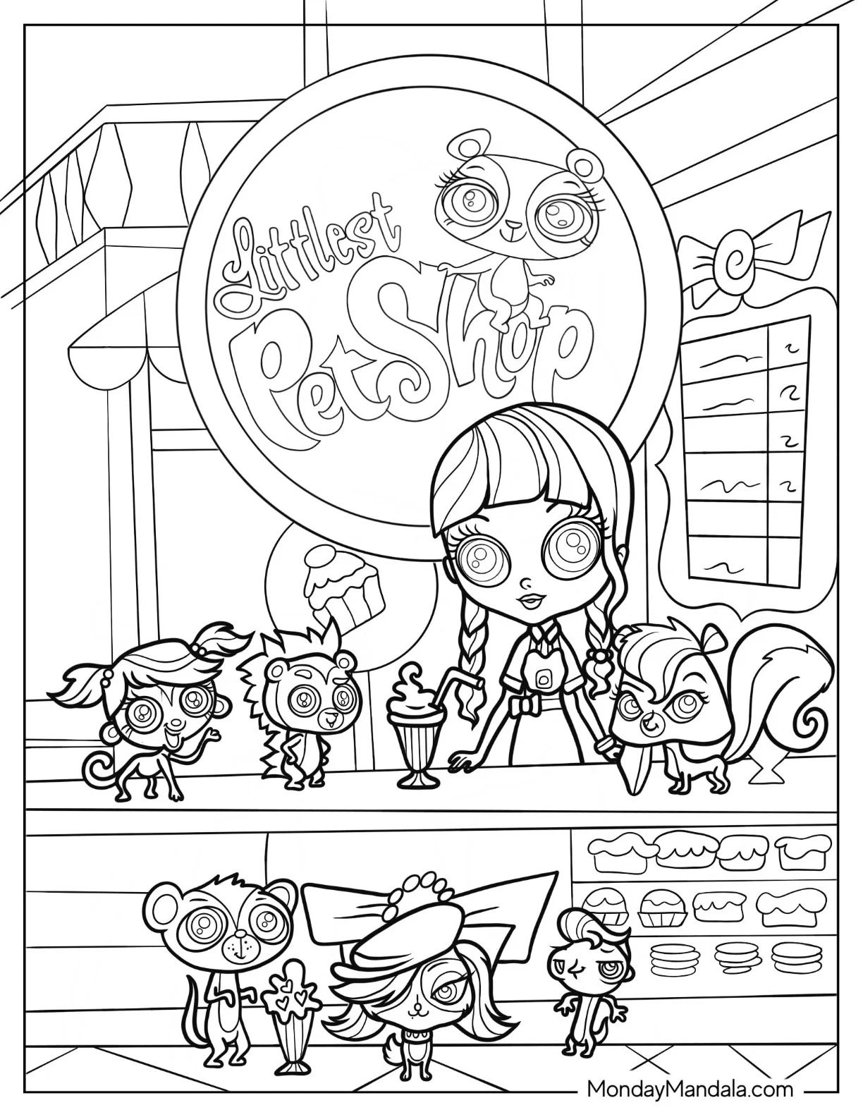 Littlest Pet Shop Coloring Page Of With Minka, Pepper, And Russel coloring page