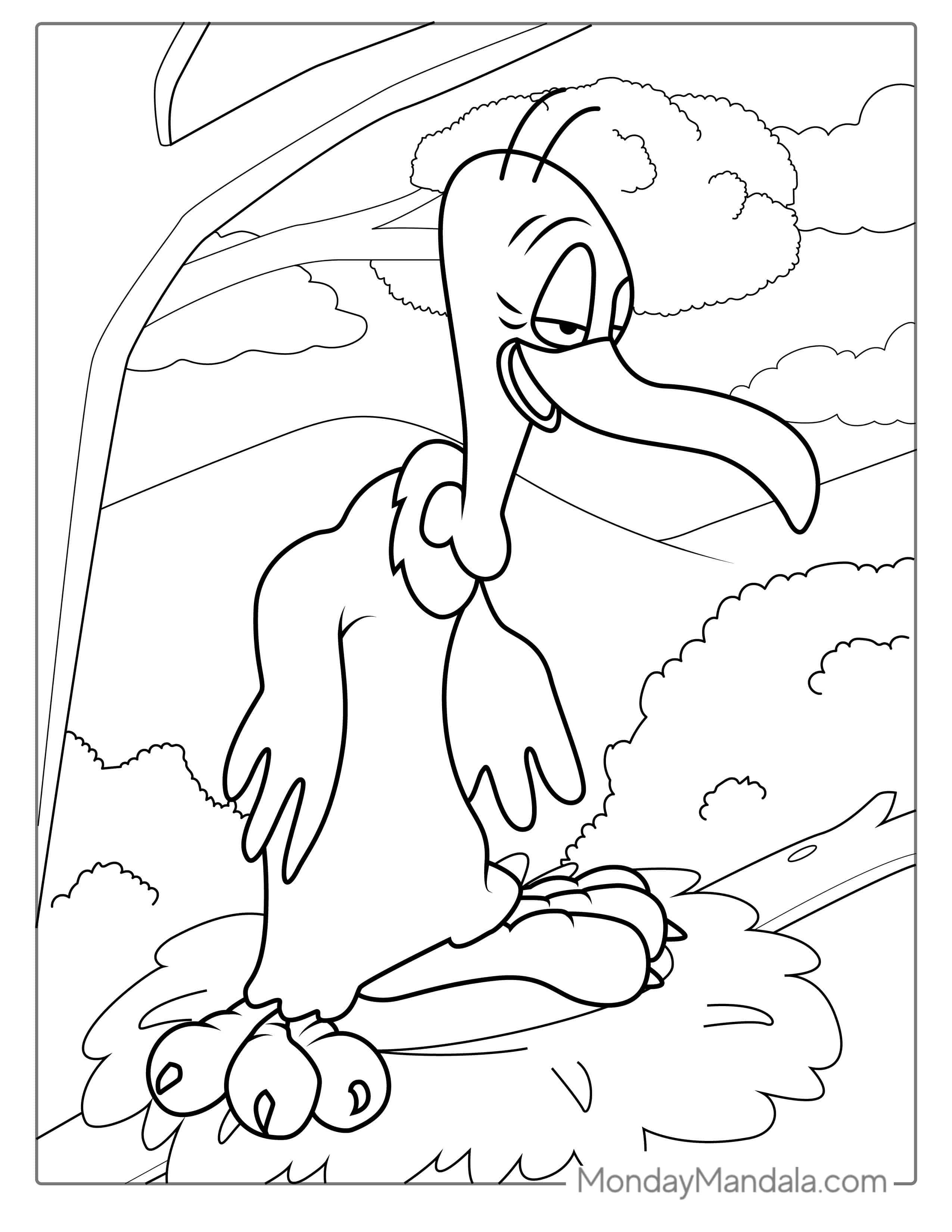 Beaky Buzzard Bird To Color coloring page — printable line art