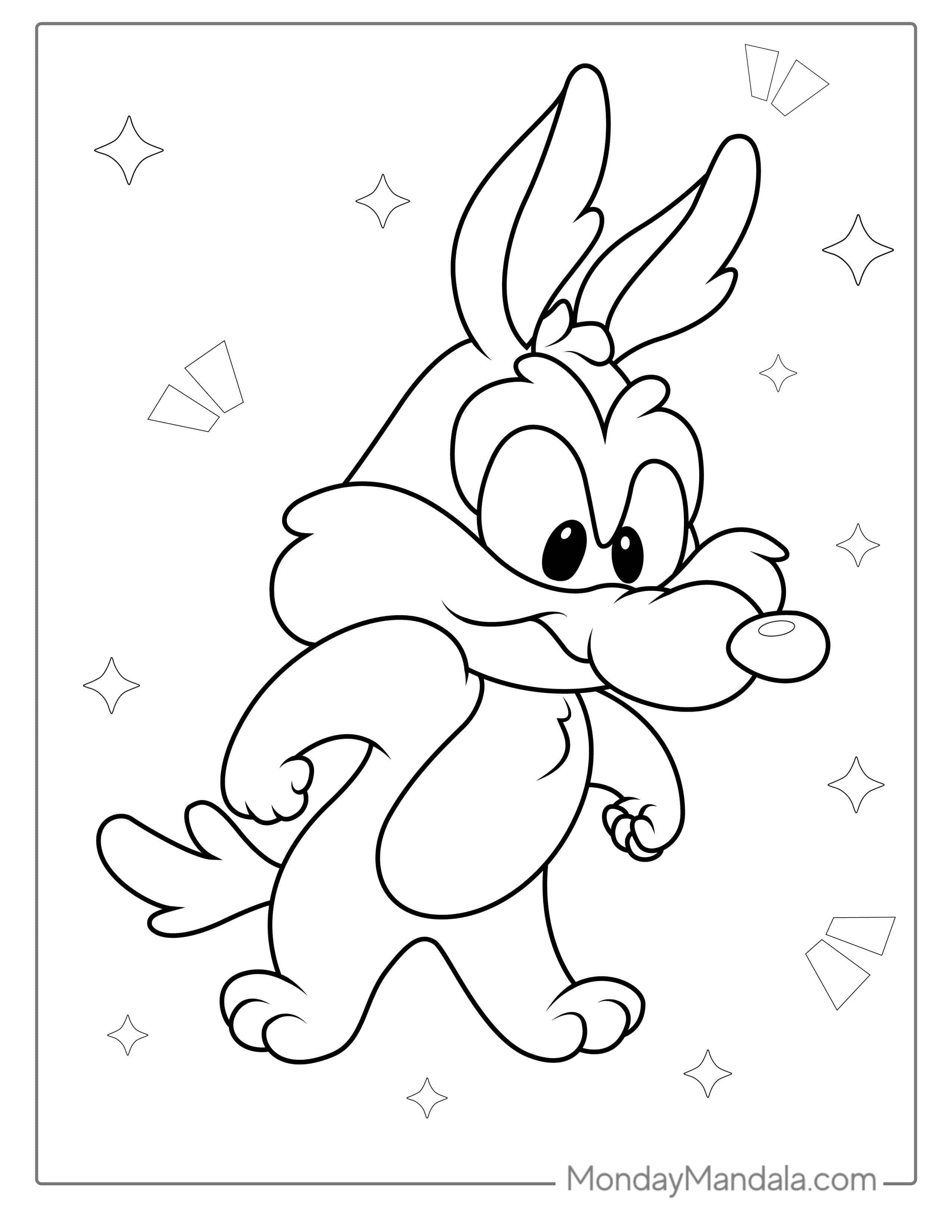 Coloring Page Of Cute Coyote From Looney Tunes coloring page — printable line art