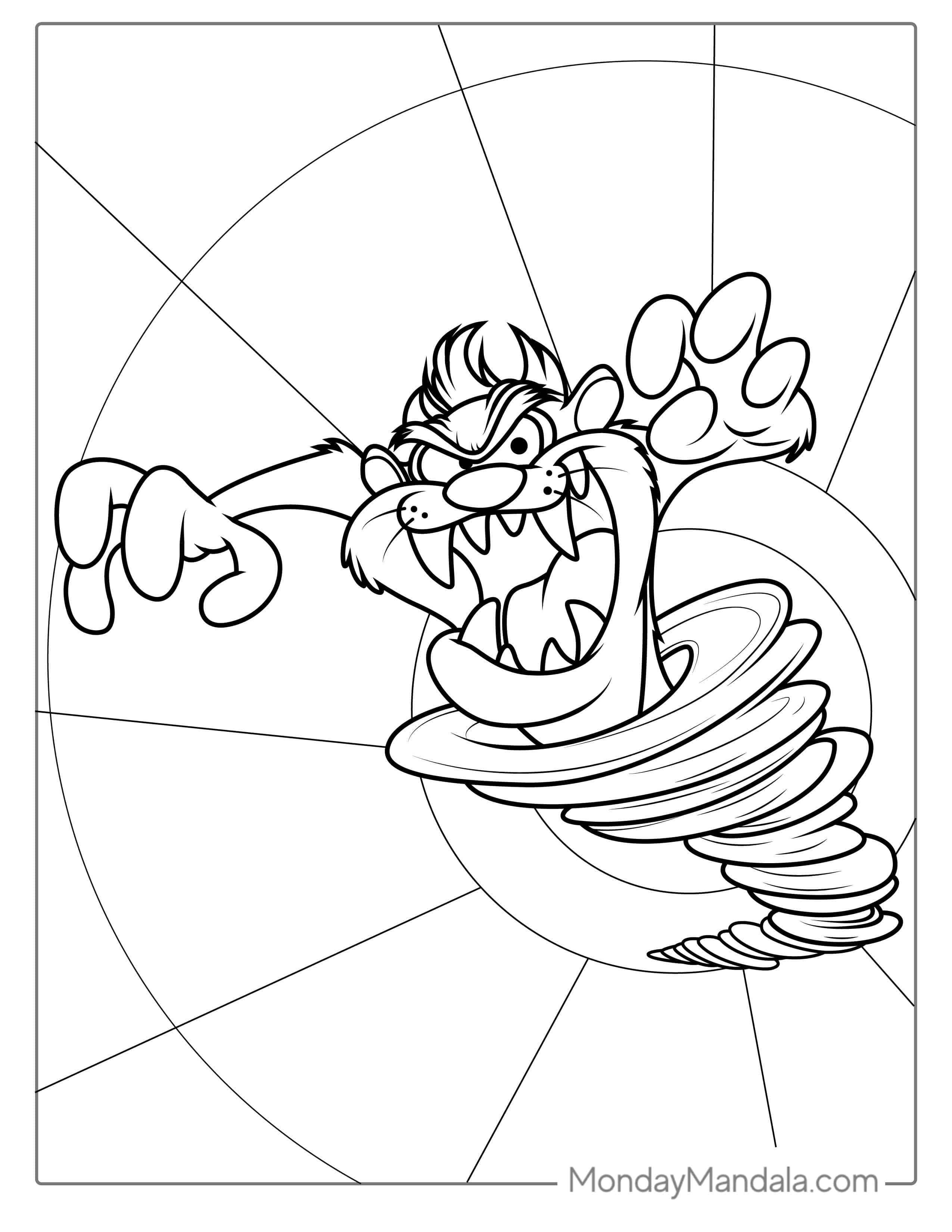 Coloring Page Of Tasmanian Tiger From Looney Tunes coloring page — printable line art