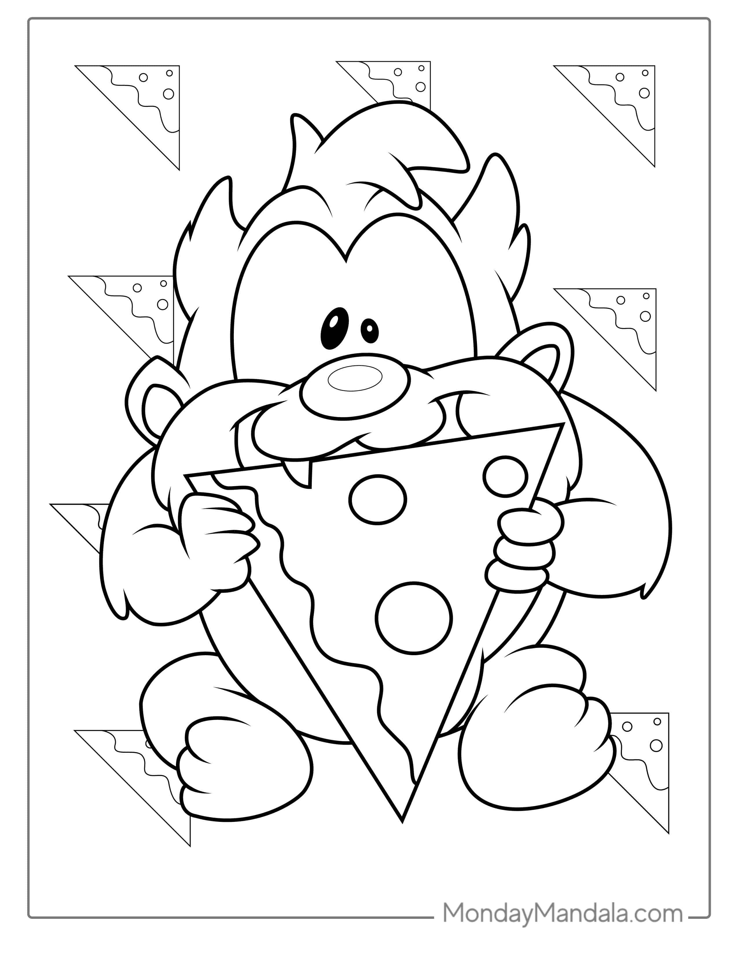 Easy Coloring Page Of Cute Tasmanian Tiger coloring page — printable line art