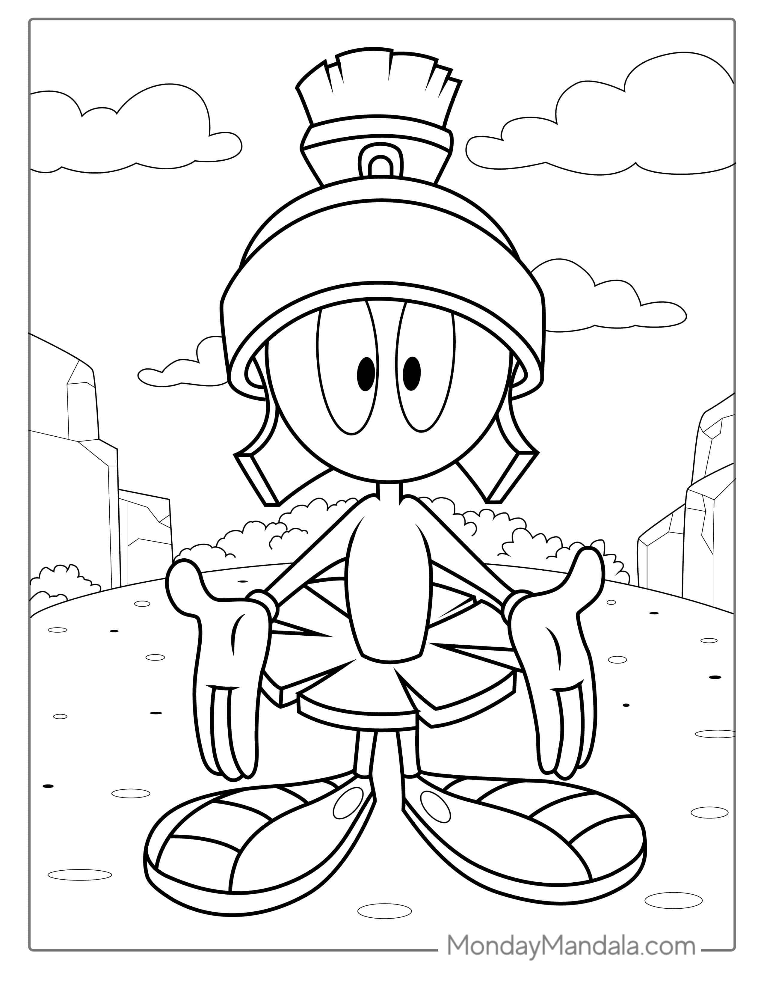 Marvin the Martian Coloring Page coloring page — printable line art