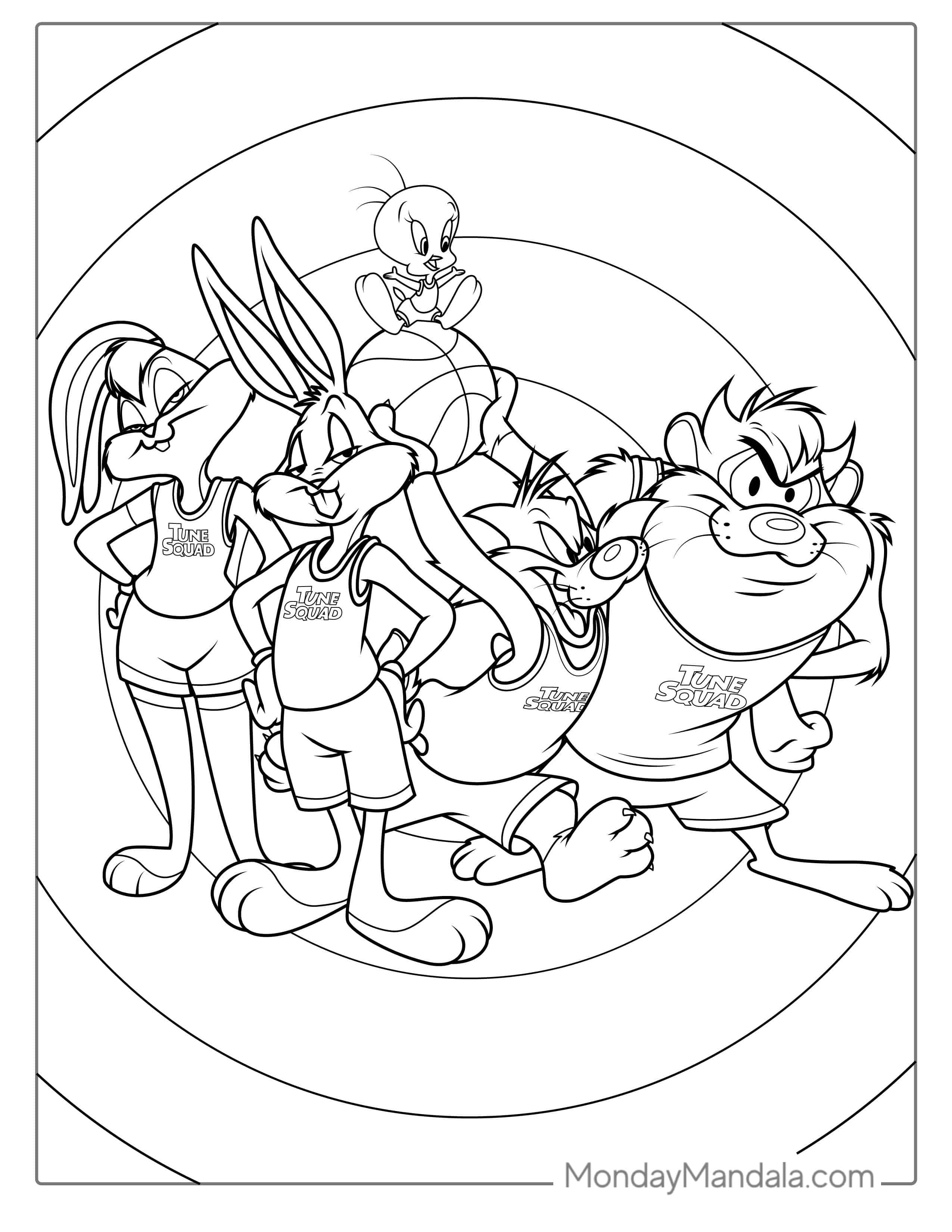 Space Jam Tune Squad Coloring Sheet coloring page — printable line art