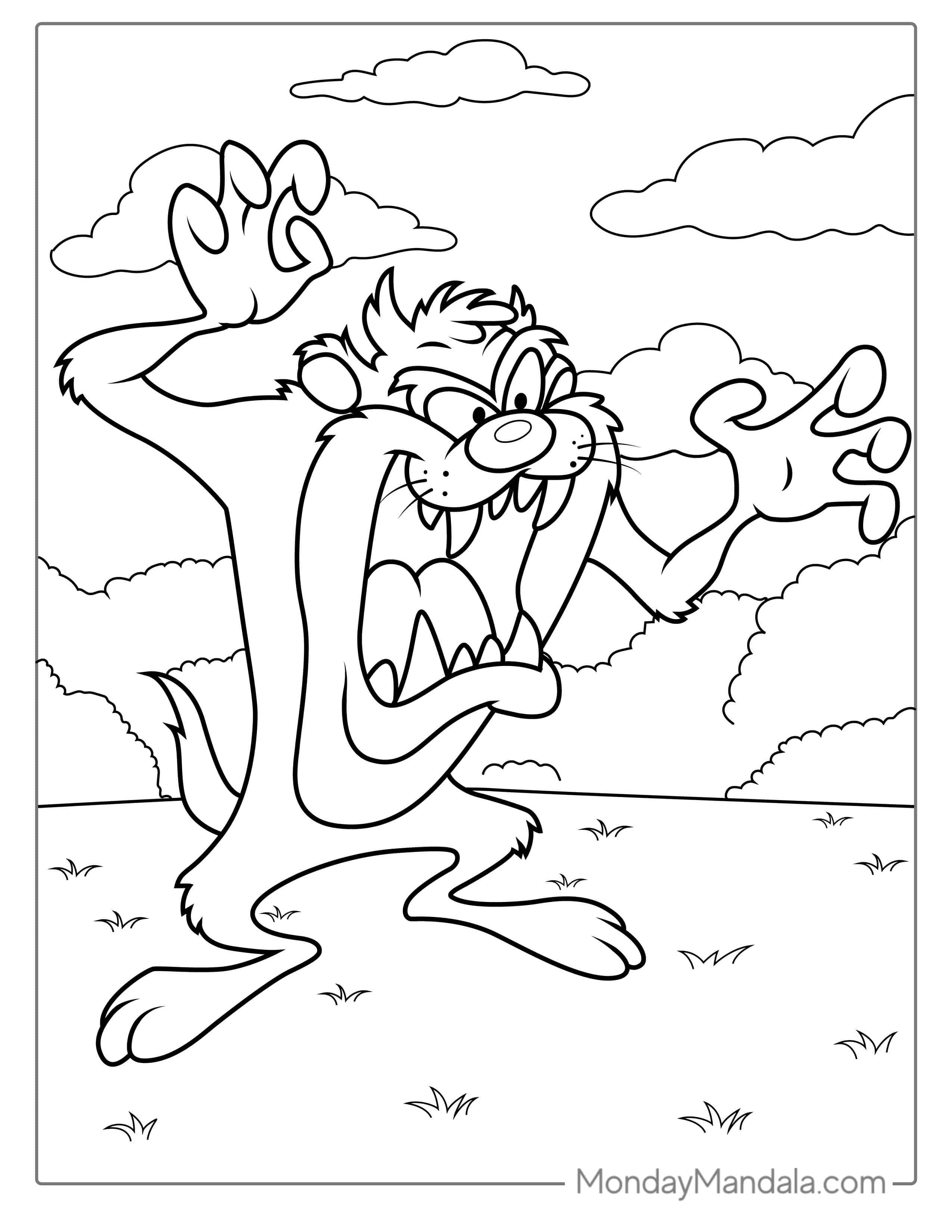 Tasmanian Devil From Looney Tunes Coloring Page coloring page