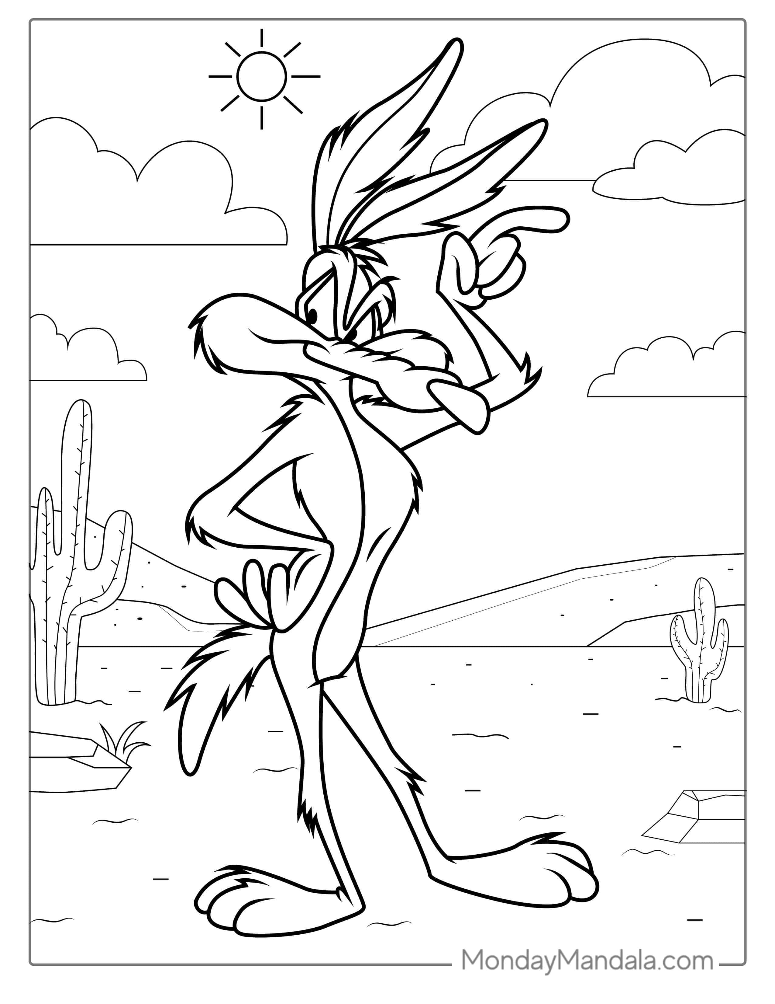 Wile E. Coyote Coloring Page coloring page — printable line art