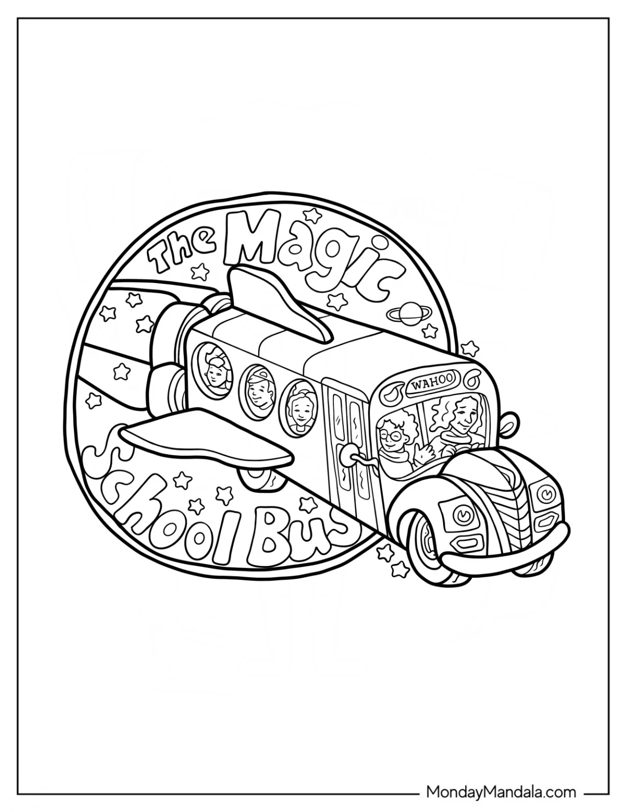 Magic School Bus Coloring Page Logo For Kids coloring page — printable line art
