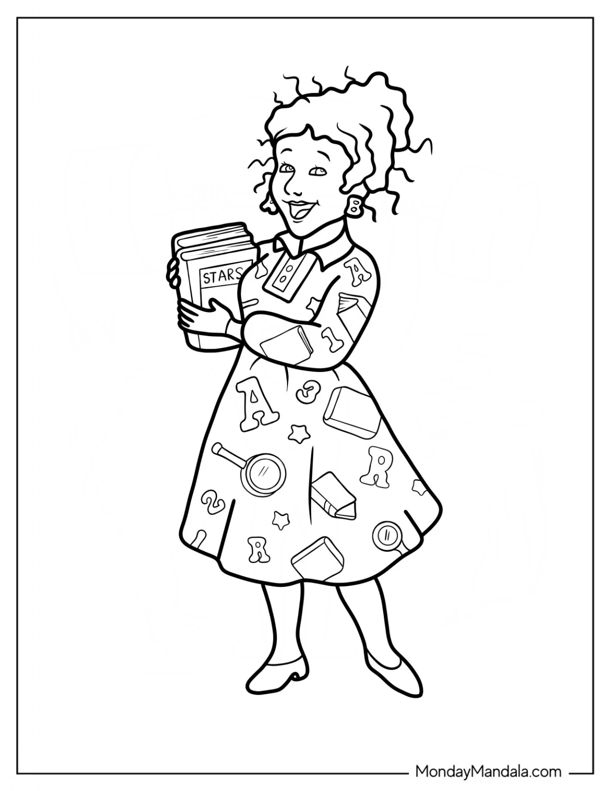 Magic School Bus Coloring Page Of Ms. Valerie Frizzle coloring page