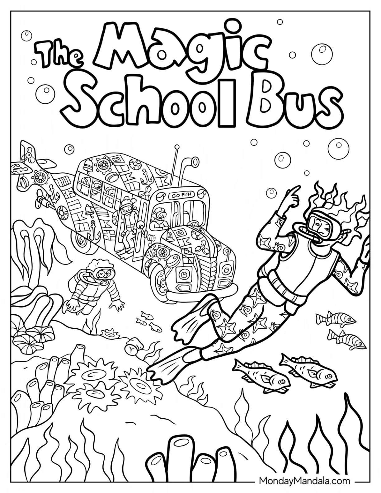 Magic School Bus Coloring Page Underwater coloring page