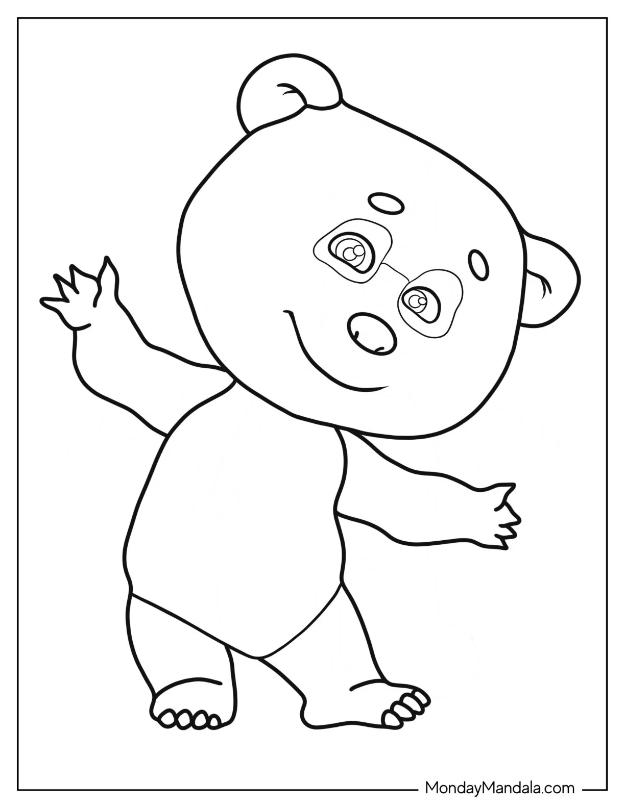 Masha And The Bear Coloring Page Of Panda With Arms Open For Preschoolers coloring page