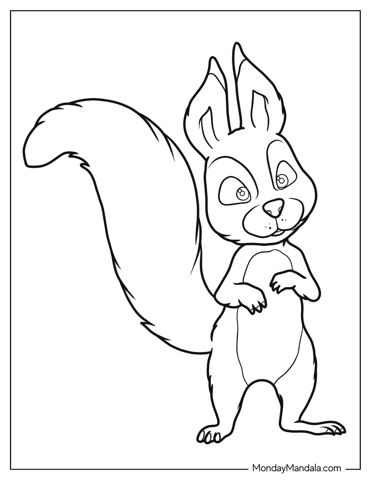 Masha And The Bear Coloring Page Of Squirrel For Preschoolers coloring page