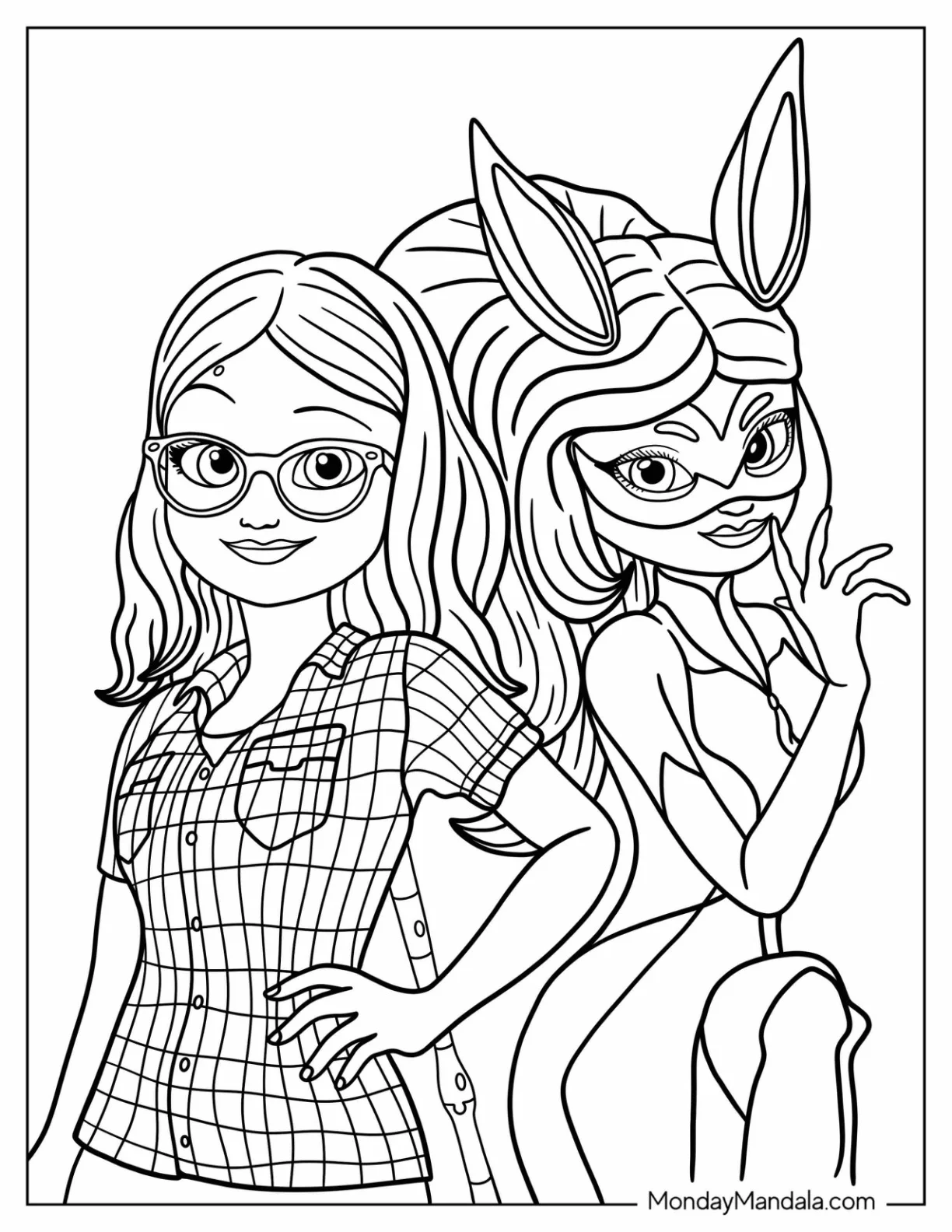 Miraculous Ladybug Coloring Page Of Alya Césaire With Superhero Alter Ego Rena Rouge coloring page