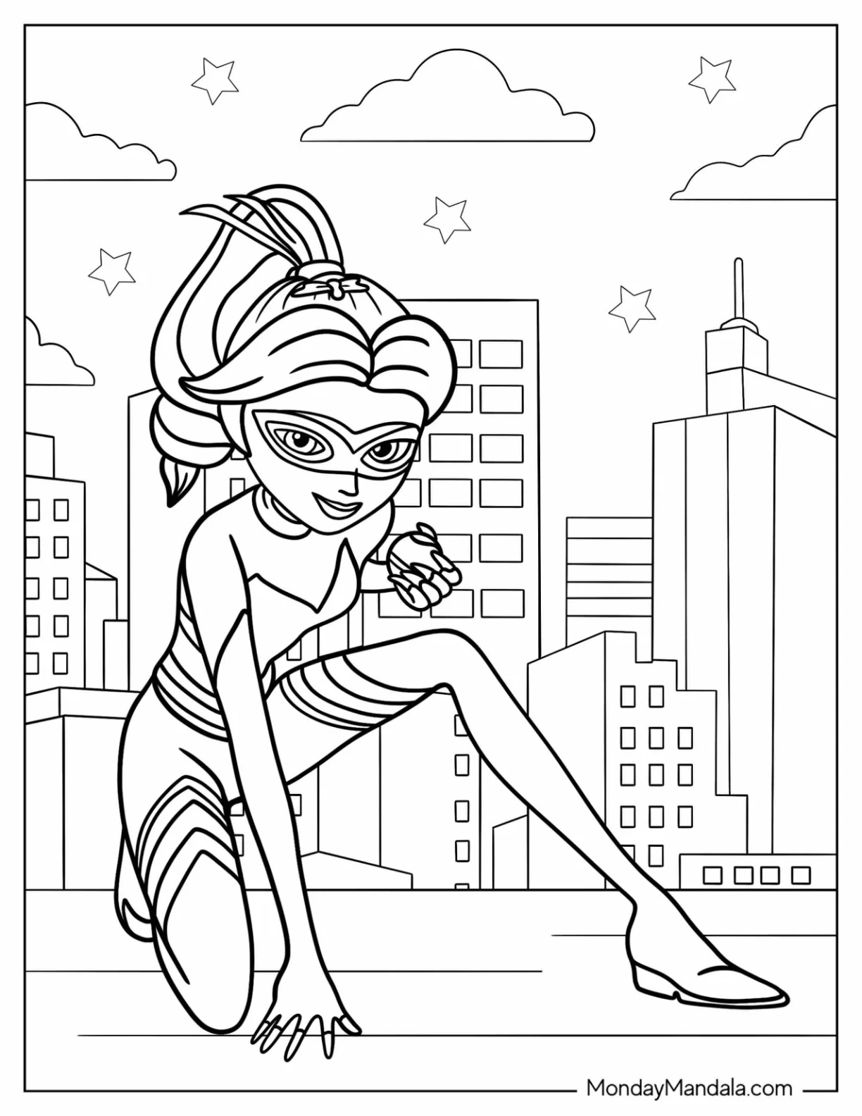Miraculous Ladybug Coloring Page Of Chloé Bourgeois In Queen Bee Costume coloring page