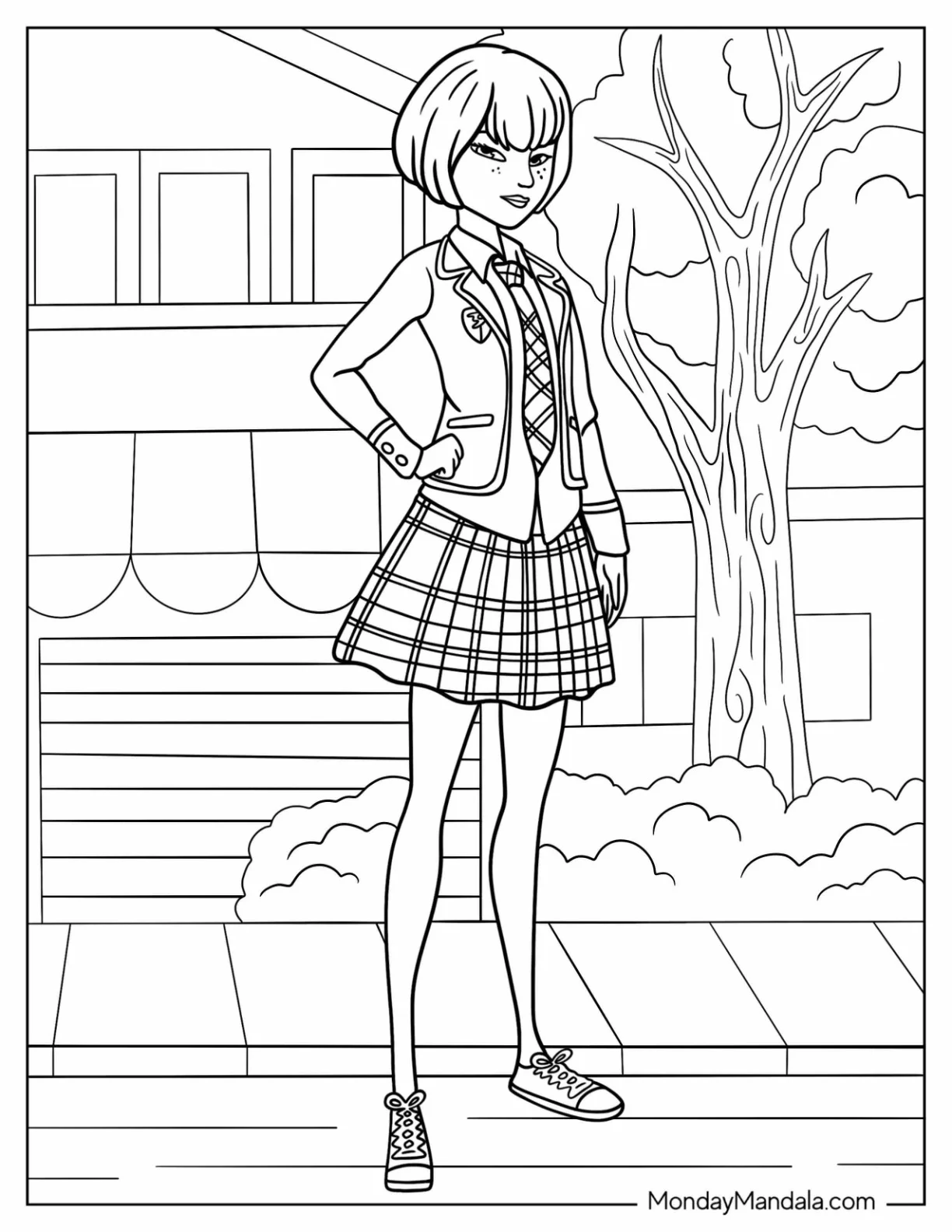 Miraculous Ladybug Coloring Page Of Kagami Tsurugi In Uniform coloring page