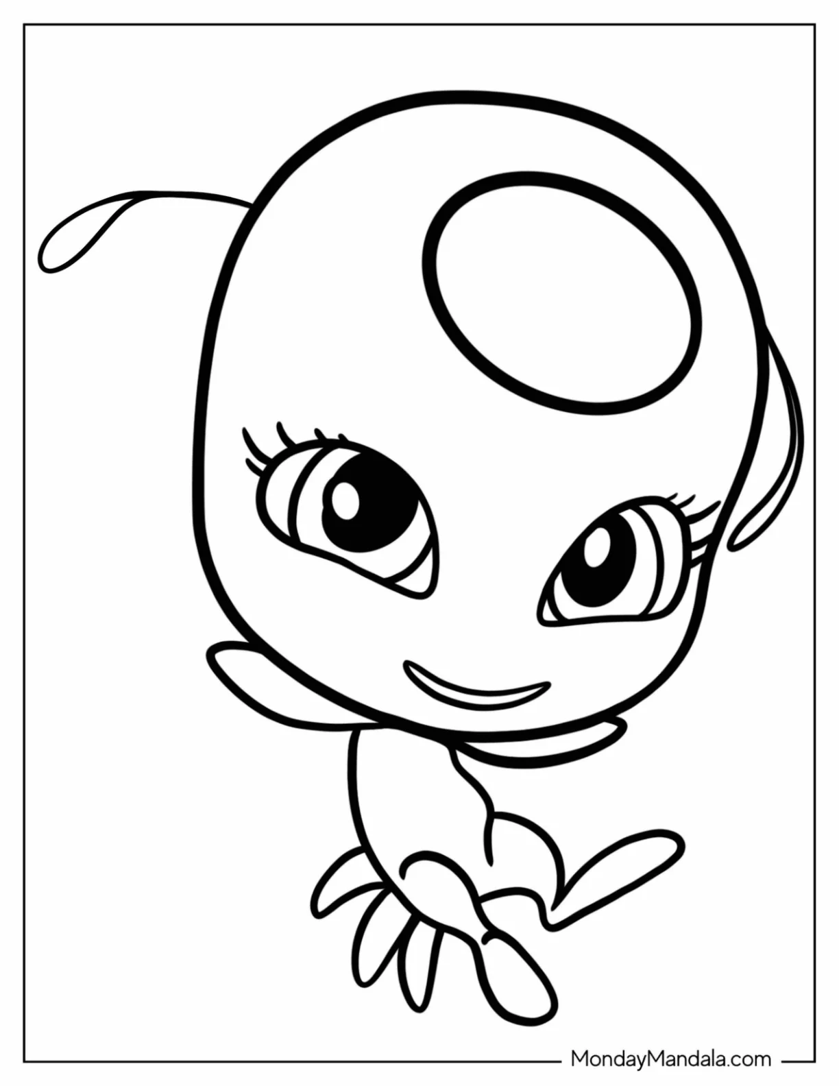 Miraculous Ladybug Coloring Page Of Kawaii Tikki For Kids coloring page