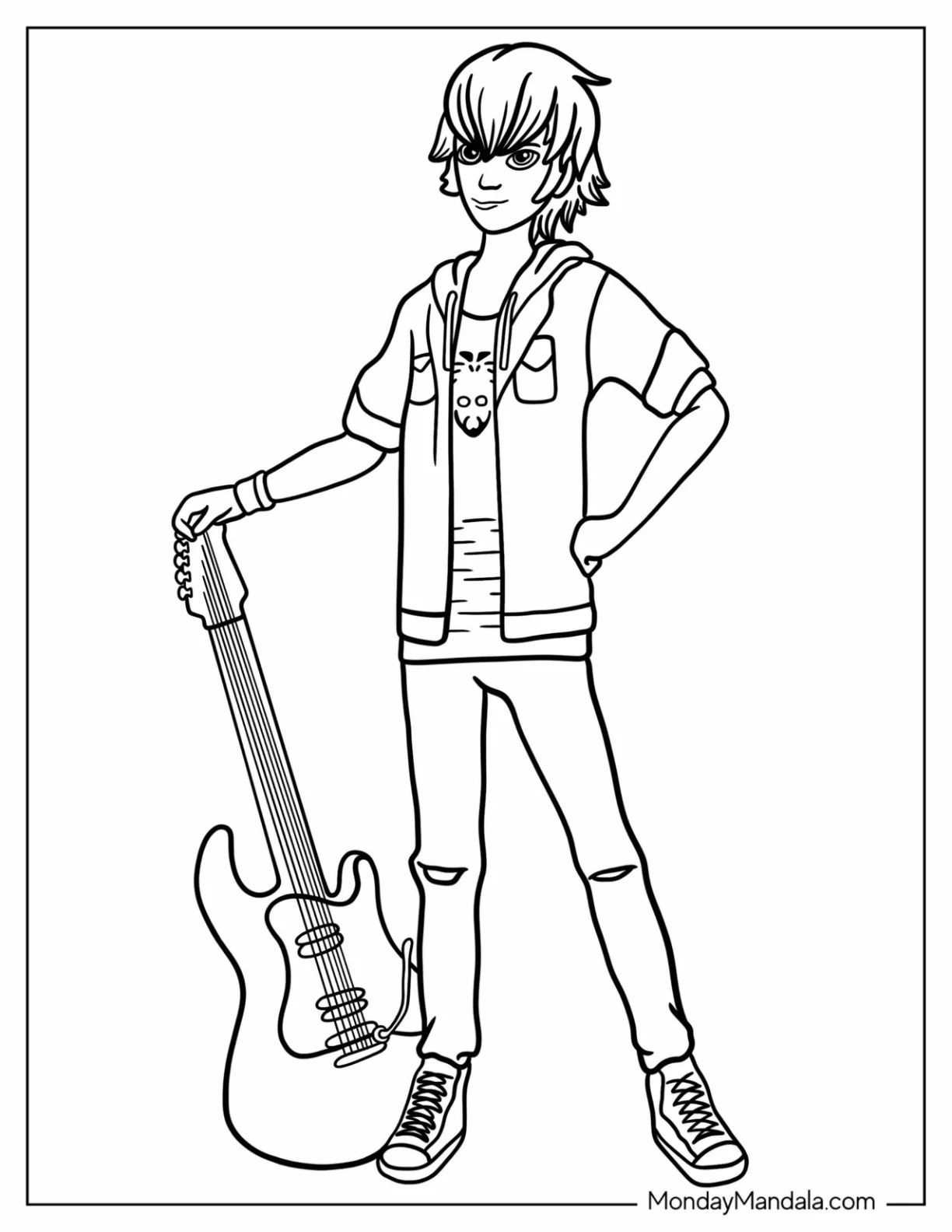 Miraculous Ladybug Coloring Page Of Luka Couffaine With His Electric Guitar coloring page