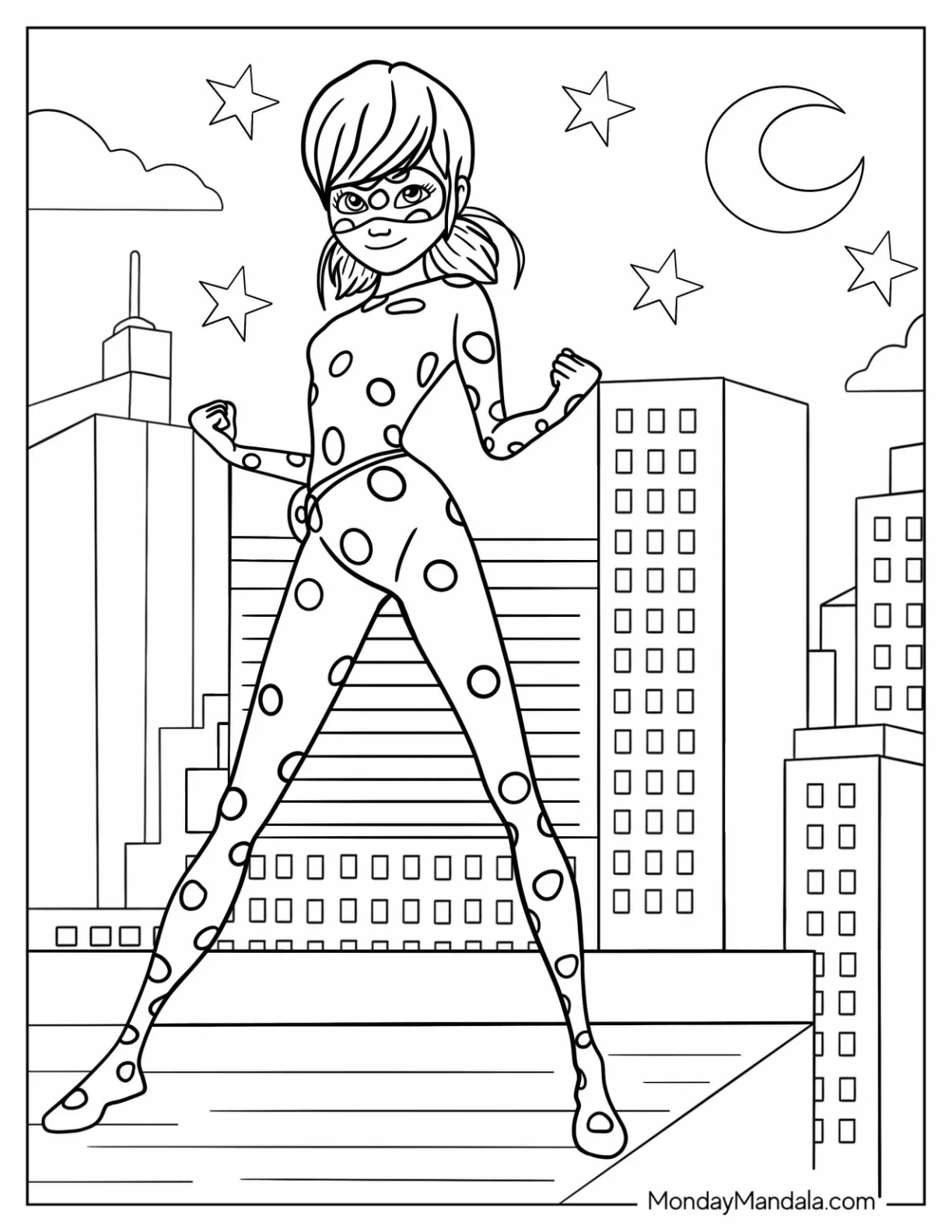 Miraculous Ladybug Coloring Page Of Miraculous Ladybug Iconic Pose coloring page