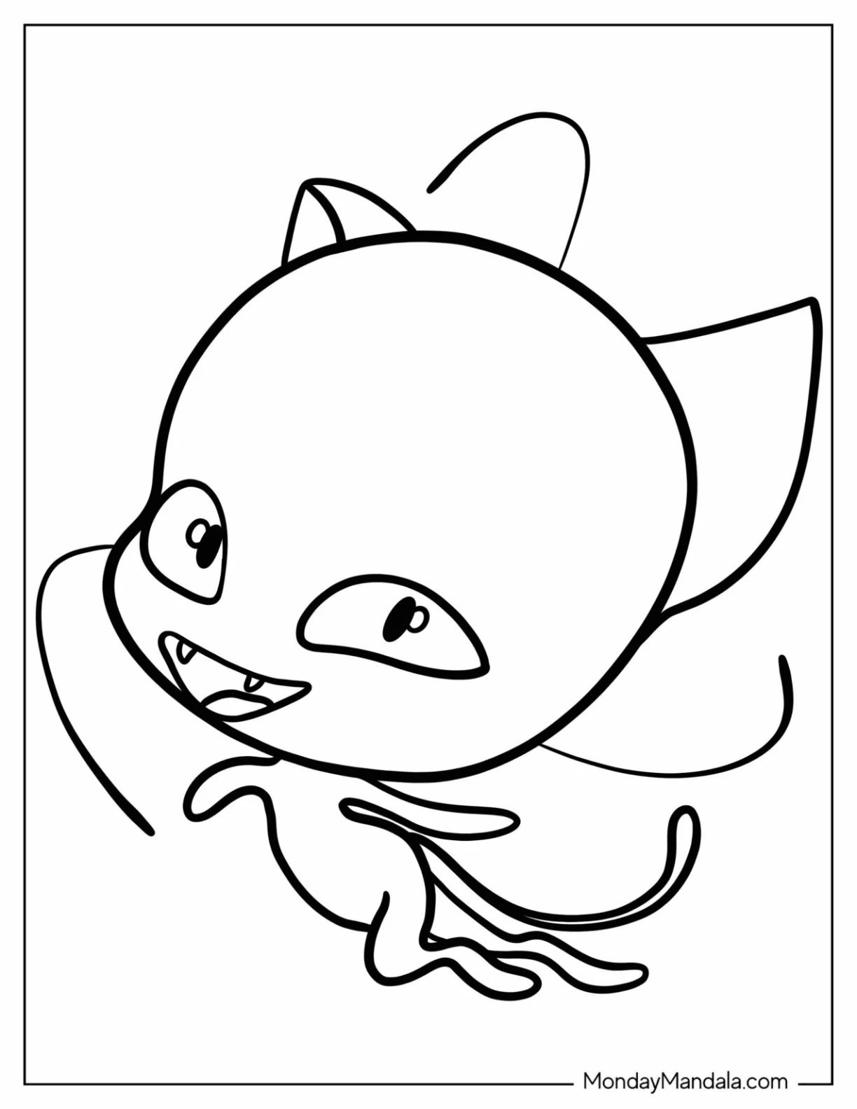 Miraculous Ladybug Coloring Page Of Plagg Outline For Preschoolers coloring page