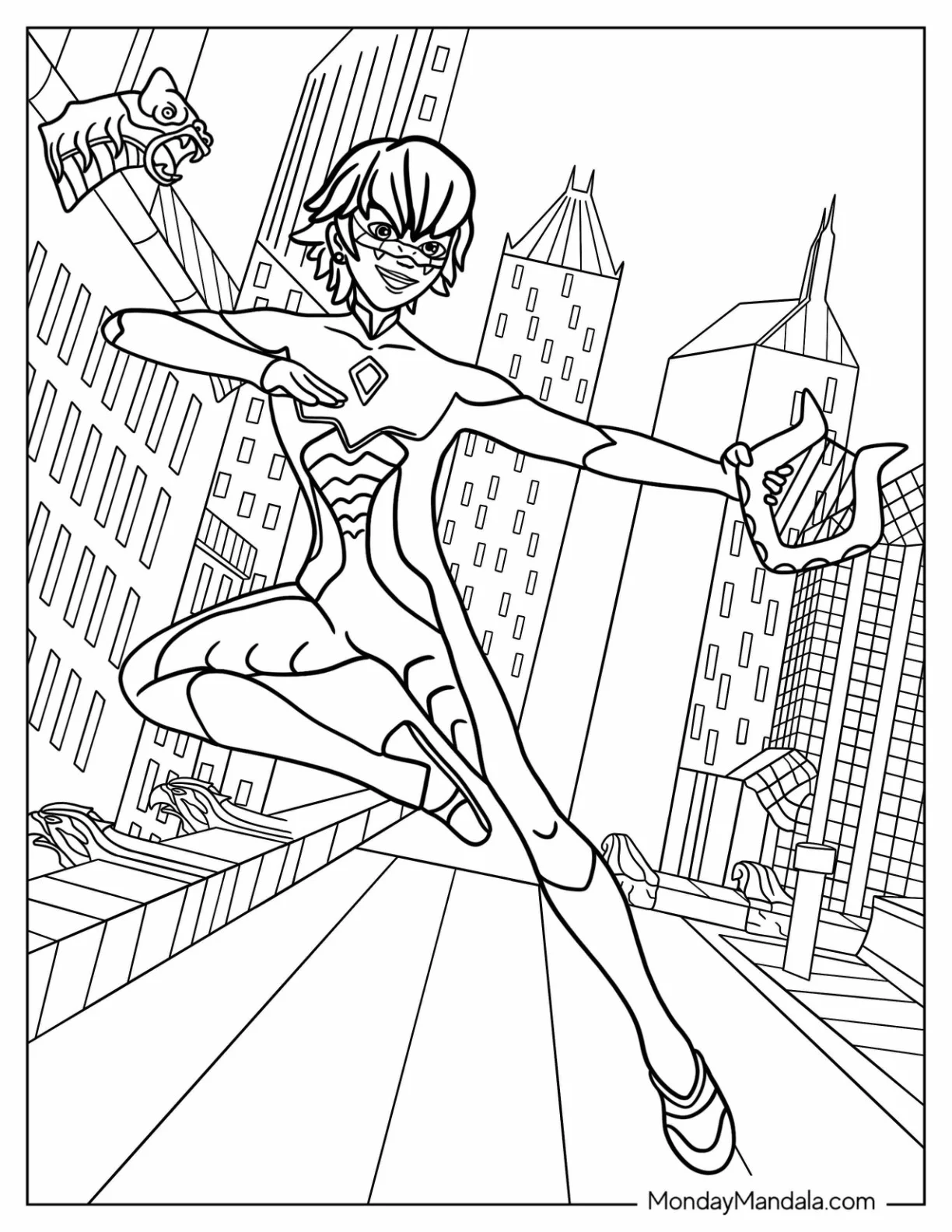 Miraculous Ladybug Coloring Page Of Viperion Fighting With Lyre coloring page