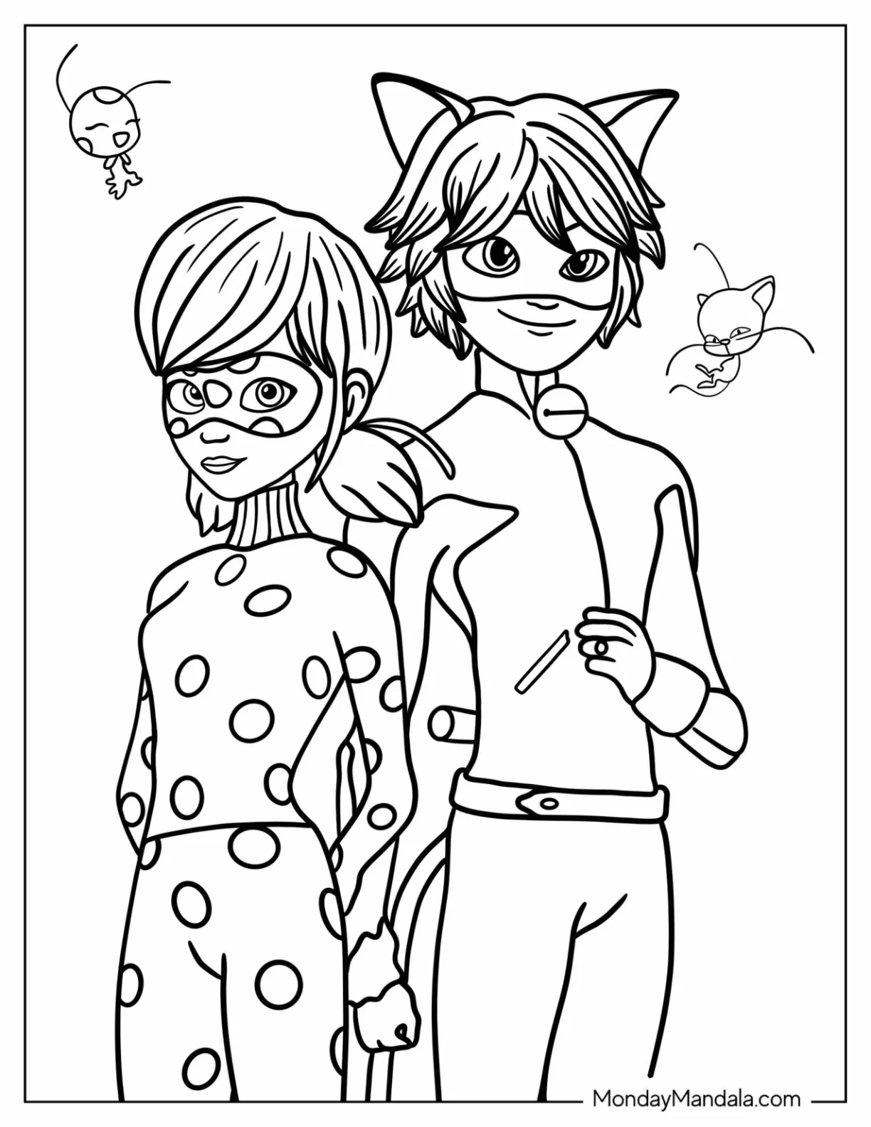 Miraculous Ladybug Coloring Page Of With Cat Noir coloring page