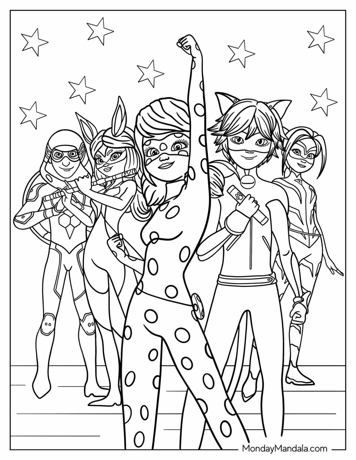 Miraculous Ladybug Coloring Page Poster coloring page