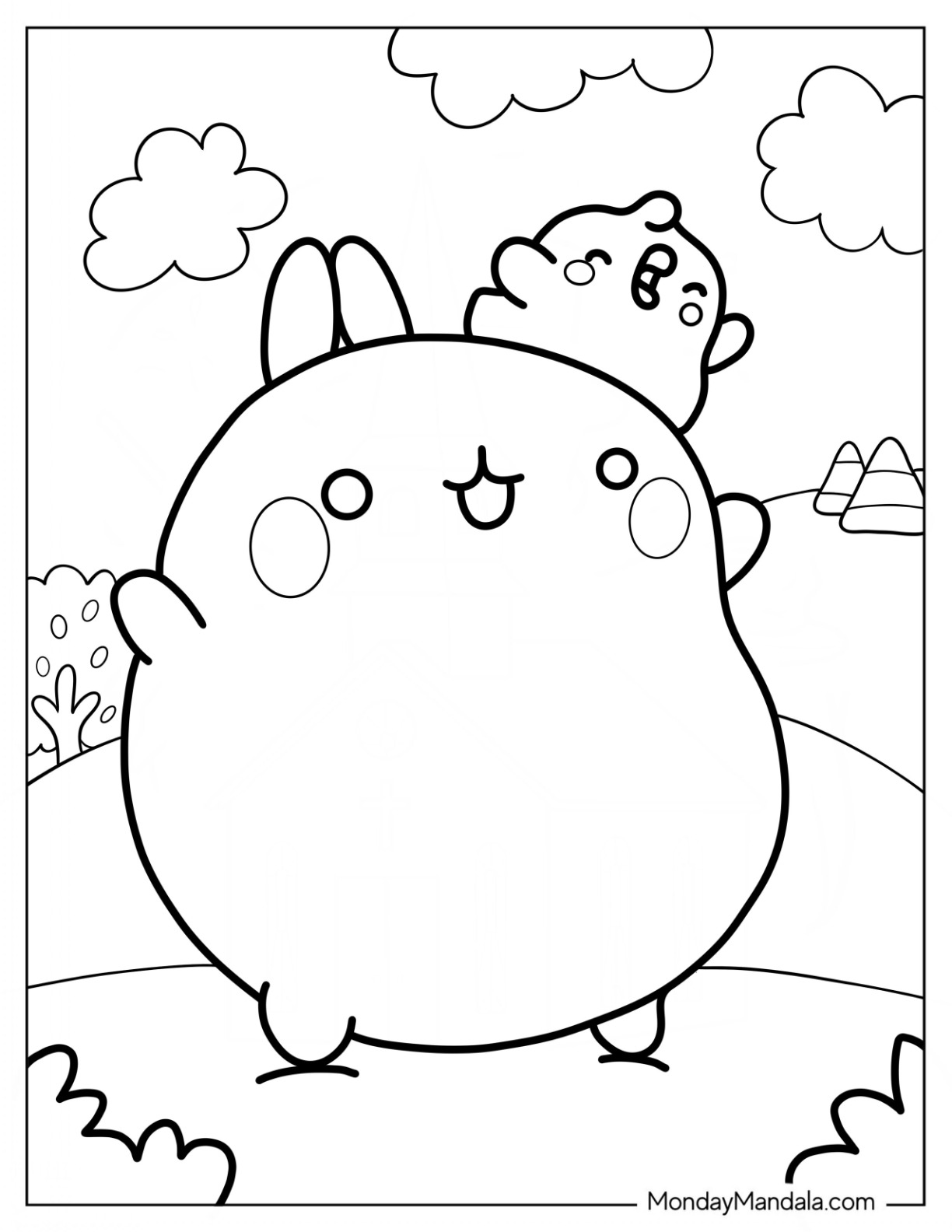 Easy Molang Coloring Page And Piu Piu Outline For Kids coloring page