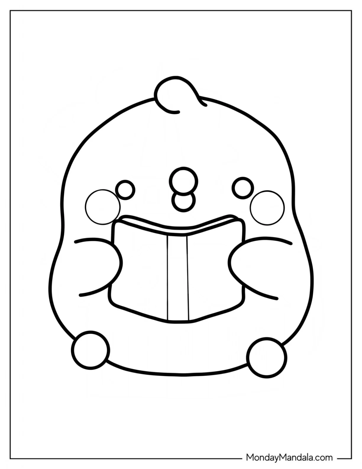 Easy Molang Coloring Page Reading A Book For Preschoolers coloring page