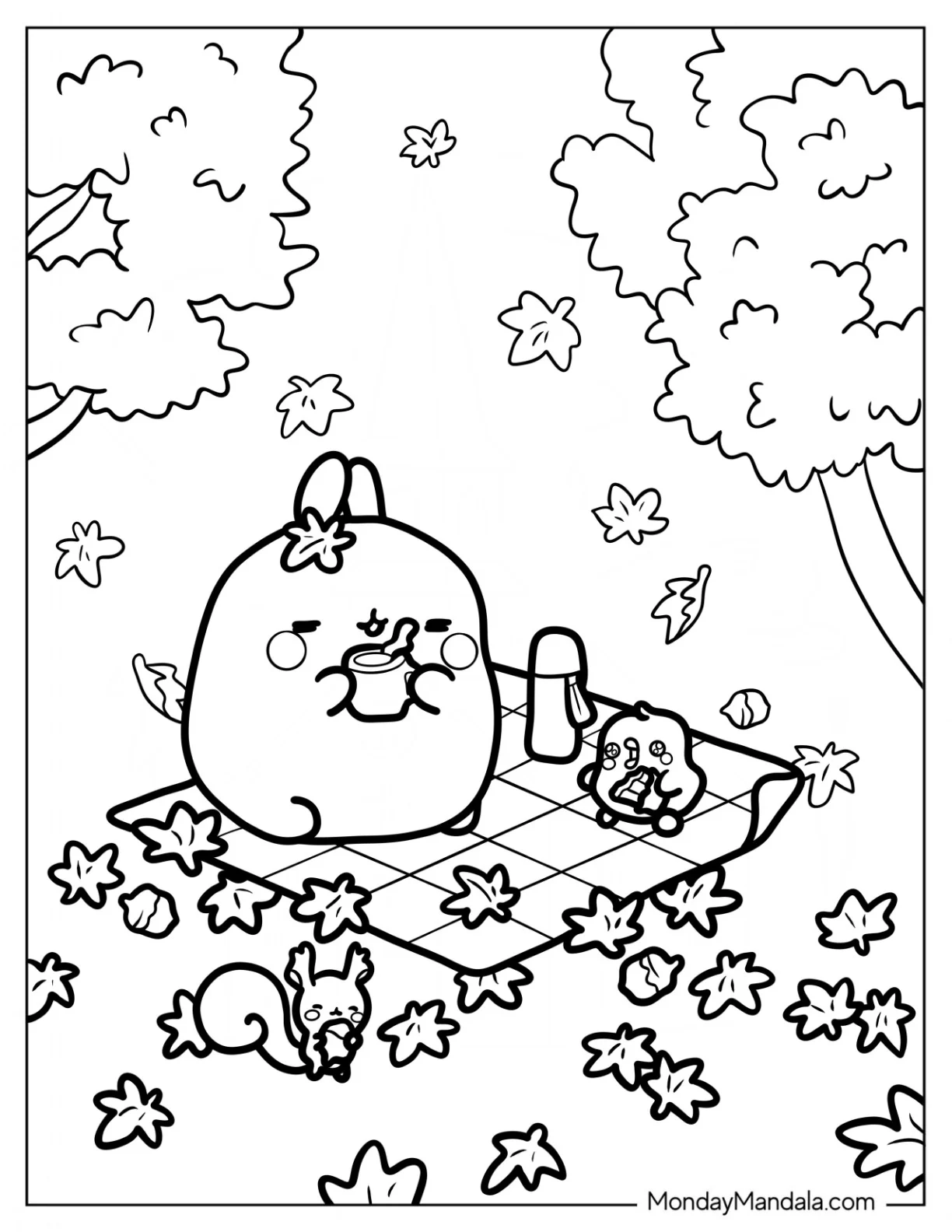 Molang Coloring Page Having A Picnic With Piu Piu coloring page