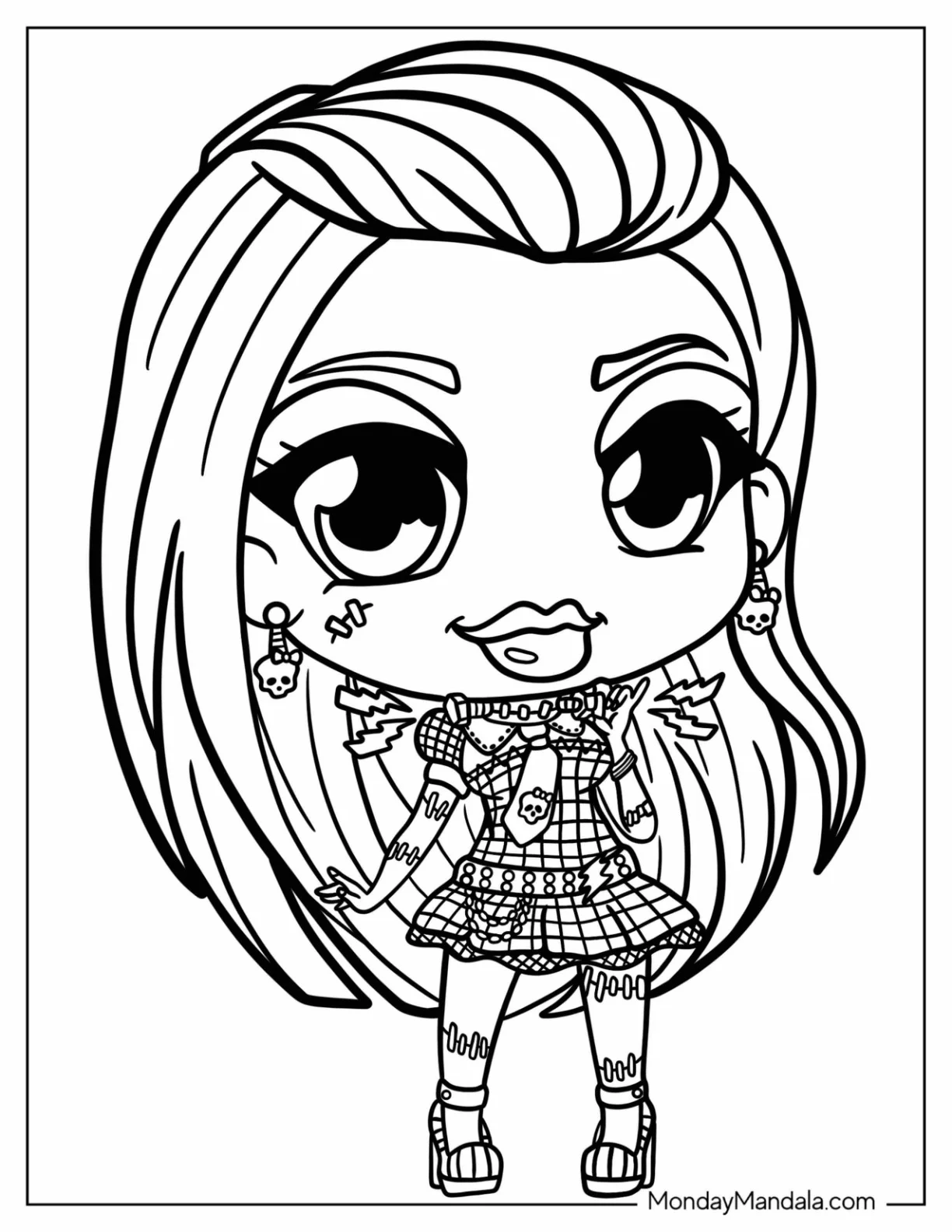 Monster High Coloring Page Of Chibi Frankie Stein Monster High For Preschoolers coloring page