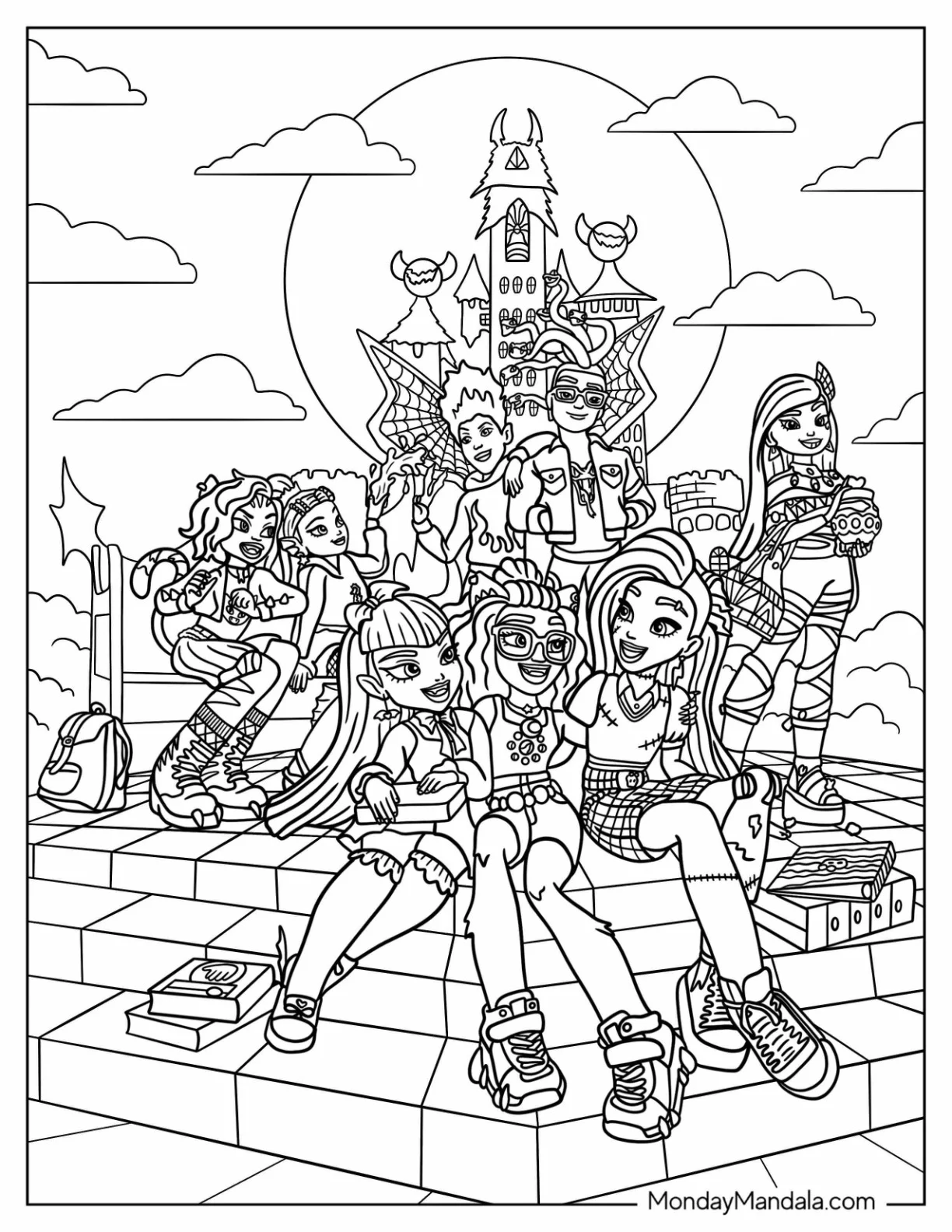 Monster High Coloring Page Of Detailed Monster High Poster coloring page