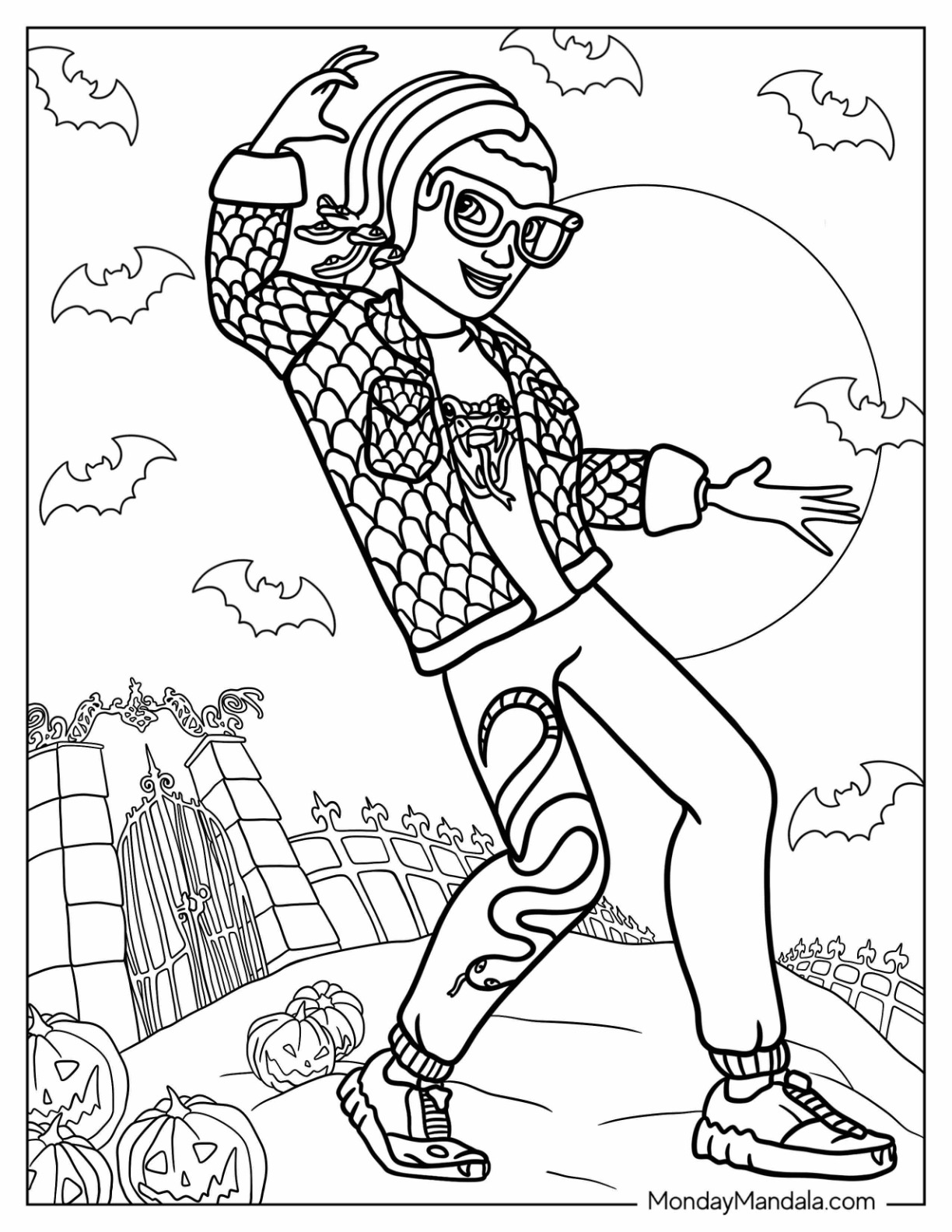 Monster High Coloring Page Of Deuce Gorgon Doll coloring page
