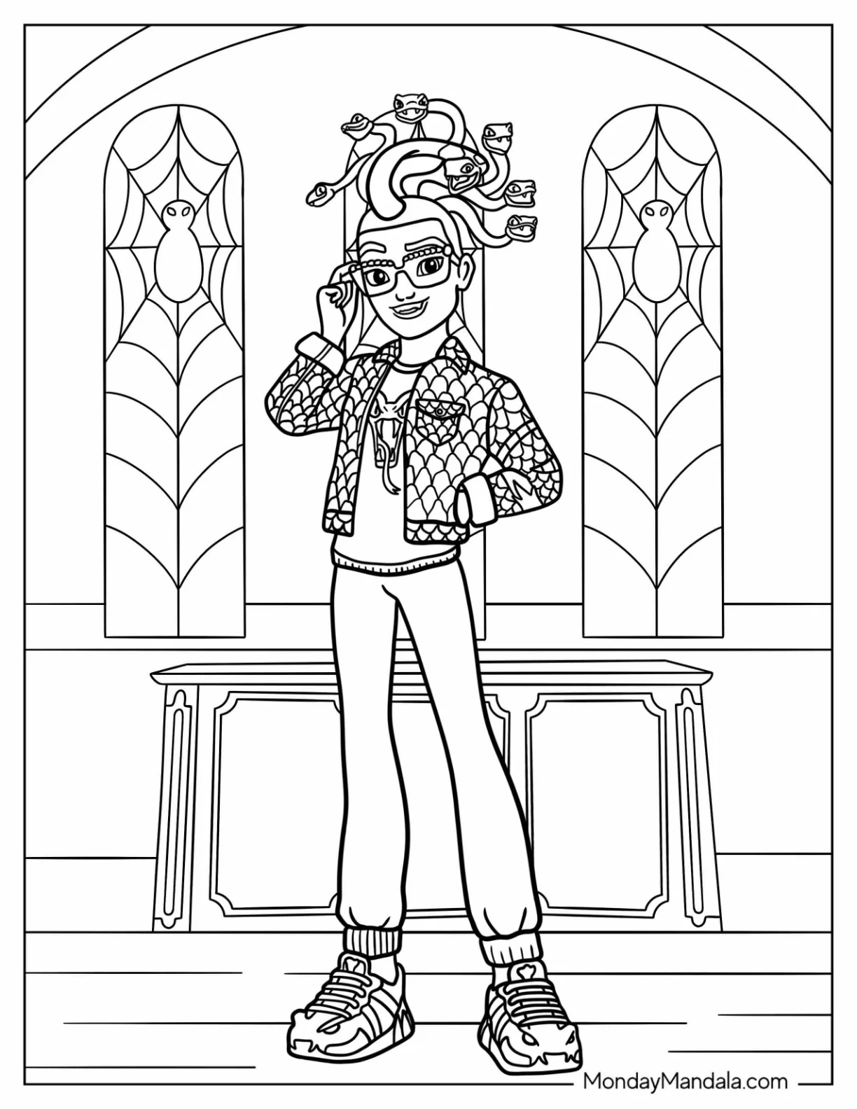 Monster High Coloring Page Of Deuce Gorgon For Kids coloring page
