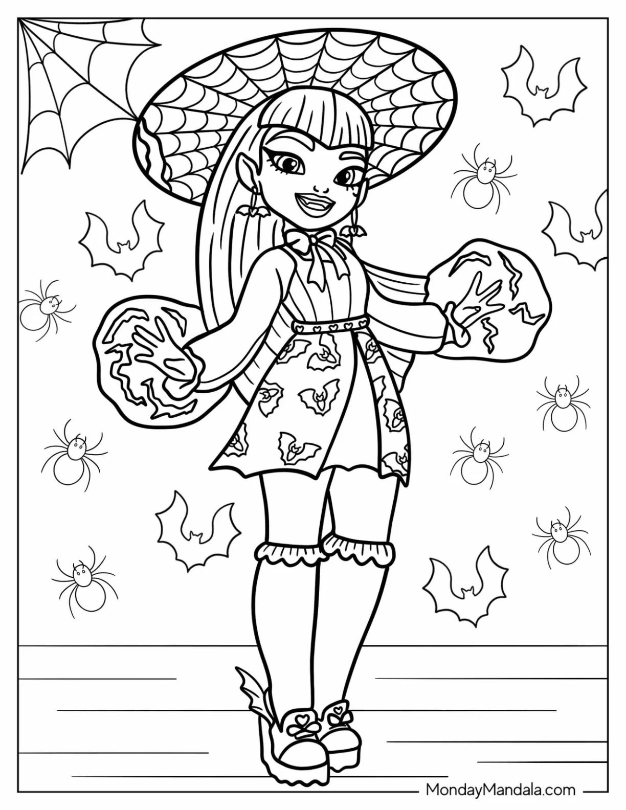 Monster High Coloring Page Of Draculaura Using Powers coloring page