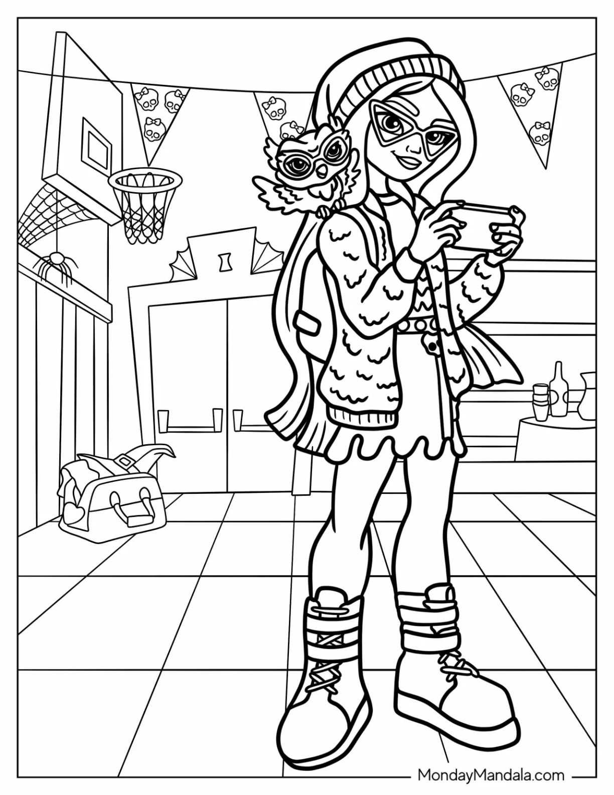 Monster High Coloring Page Of Ghoulia Yelps Playing Video Games coloring page