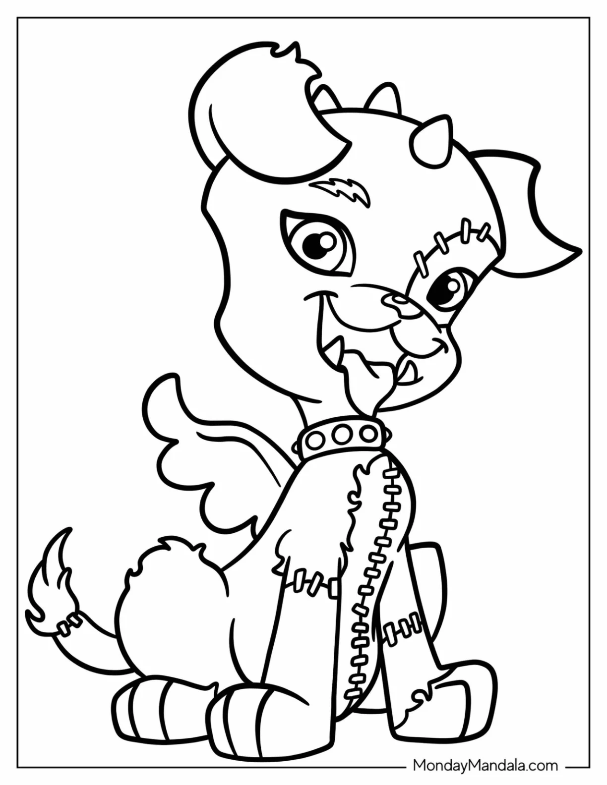 Monster High Coloring Page Of Monster High Watzit Dog For Preschoolers coloring page — printable line art