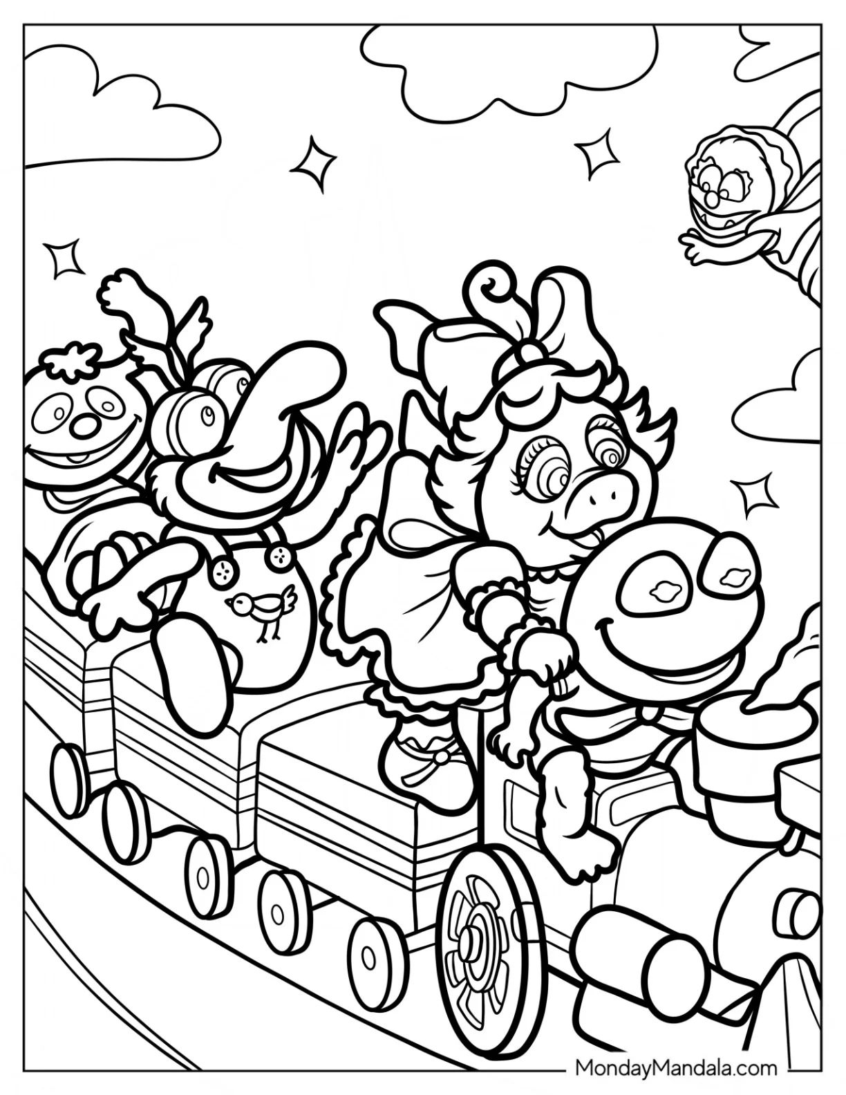 Baby Muppets Coloring Page Of Riding The Train coloring page