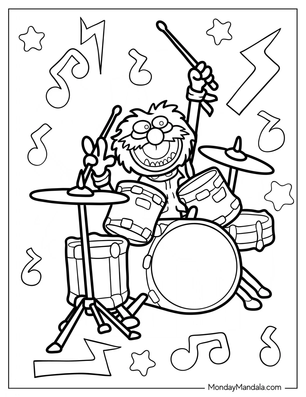 Muppets Coloring Page Of Animal Playing The Drums coloring page