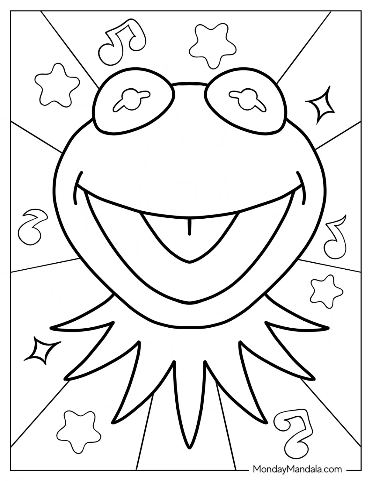 Muppets Coloring Page Of Happy Kermit The Frog For Kids coloring page