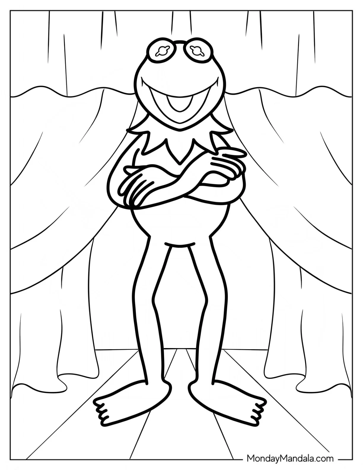 Muppets Coloring Page Of Kermit The Frog On Stage coloring page