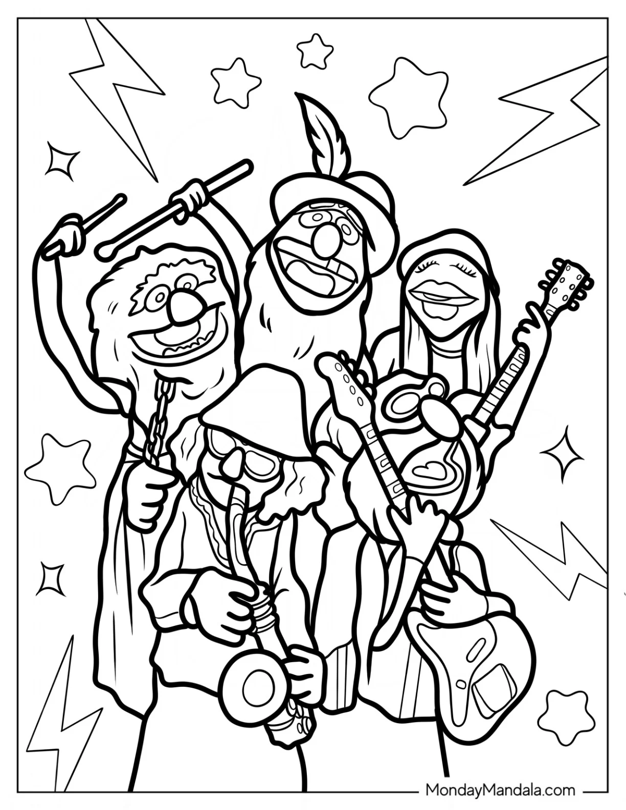 Muppets Coloring Page Of Playing Musical Instruments coloring page