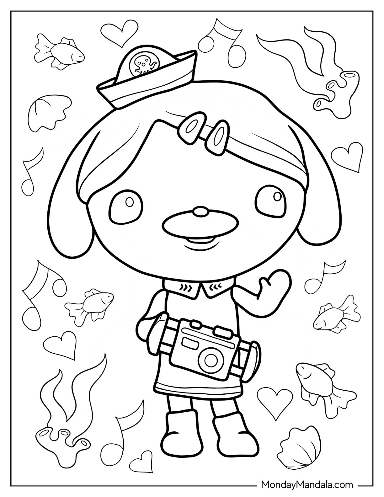 Octonauts Coloring Page Of Kawaii Dashi Waving coloring page