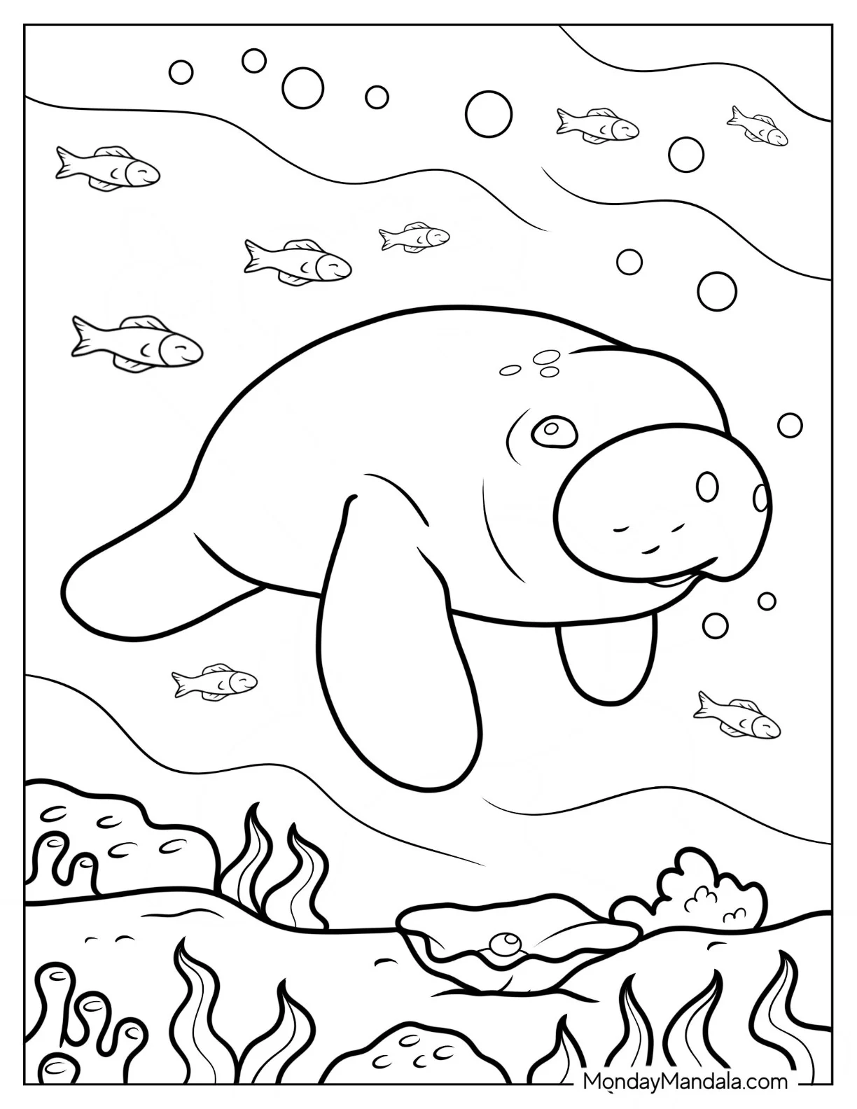 Octonauts Coloring Page Of Manatees Swimming With Fish coloring page