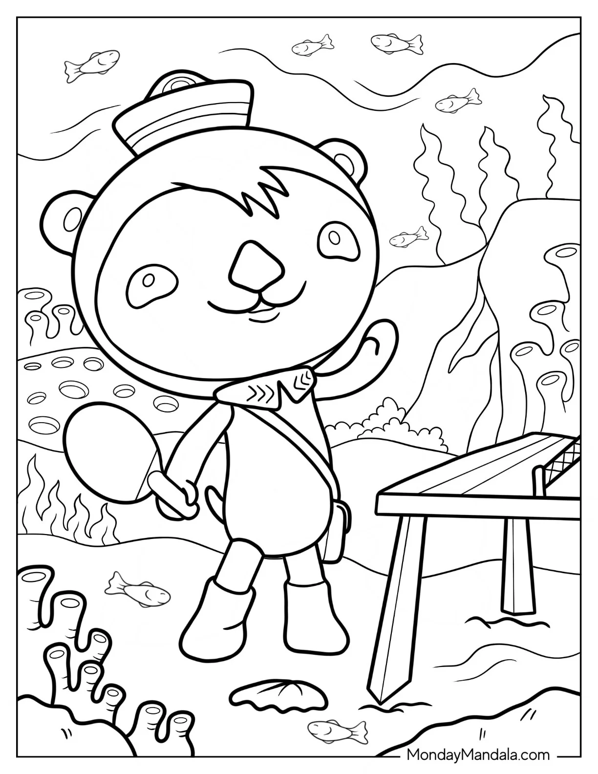 Octonauts Coloring Page Of Shellington Playing Table Tennis coloring page