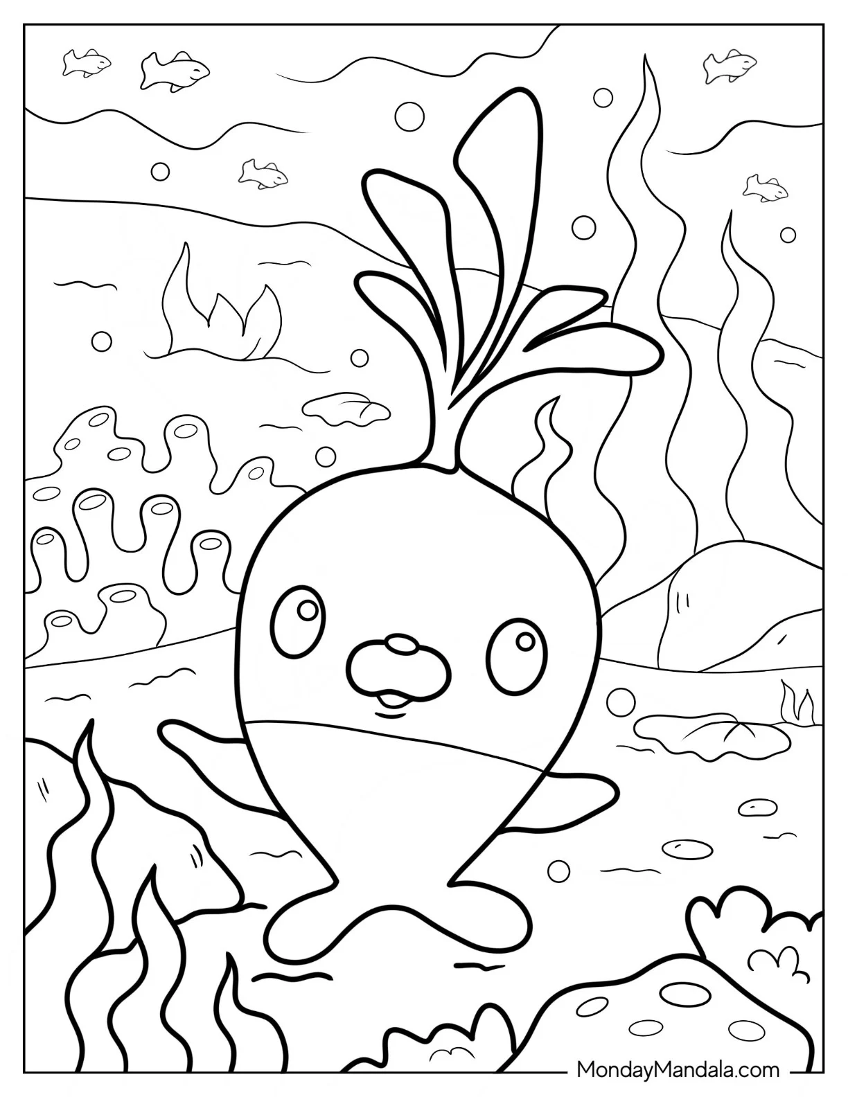 Octonauts Coloring Page Of Tunip The Vegimal In Coral Reef coloring page