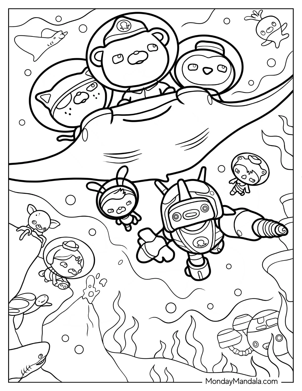 Octonauts Coloring Page Riding Manta Ray coloring page