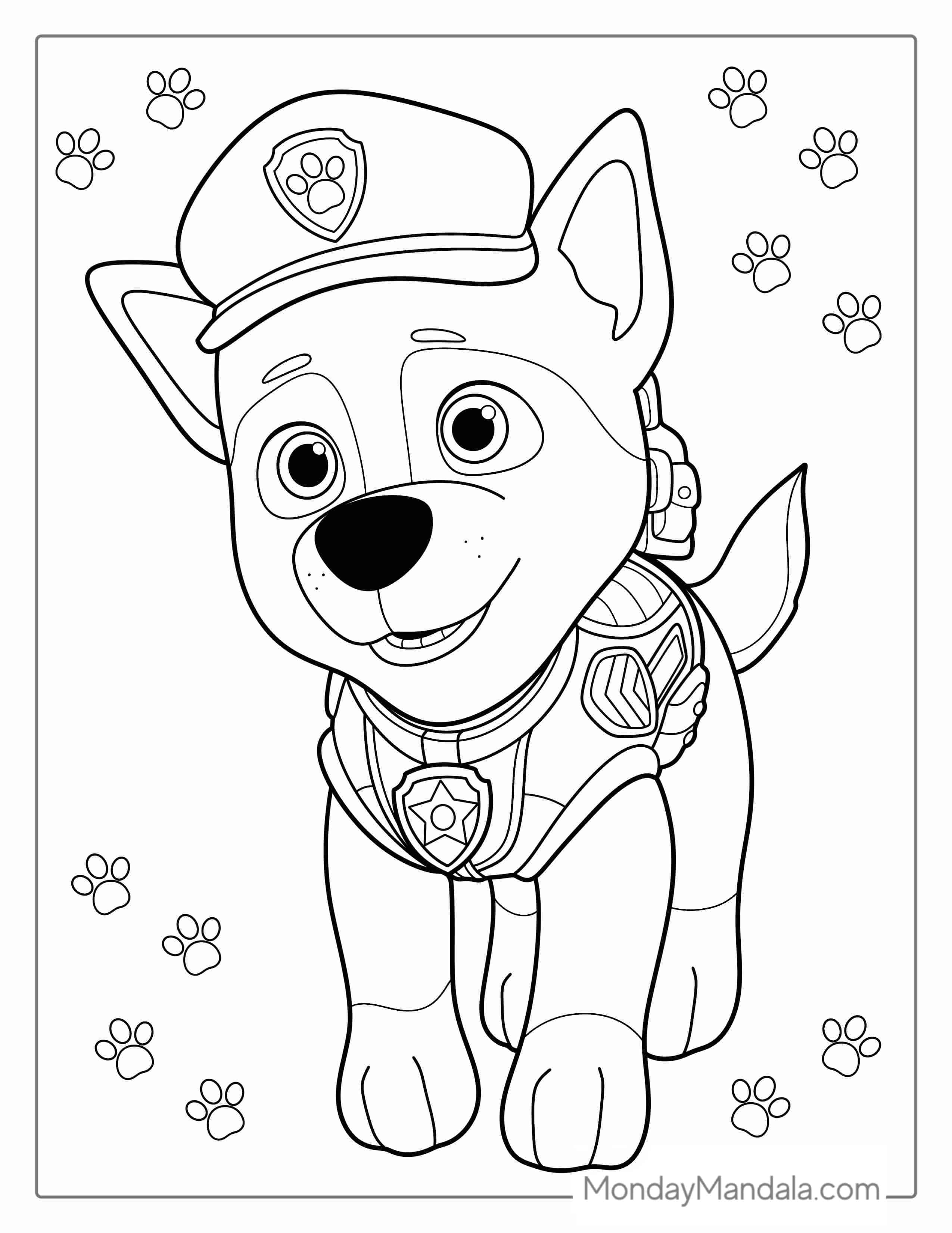 Chase Police Dog Coloring Sheet coloring page