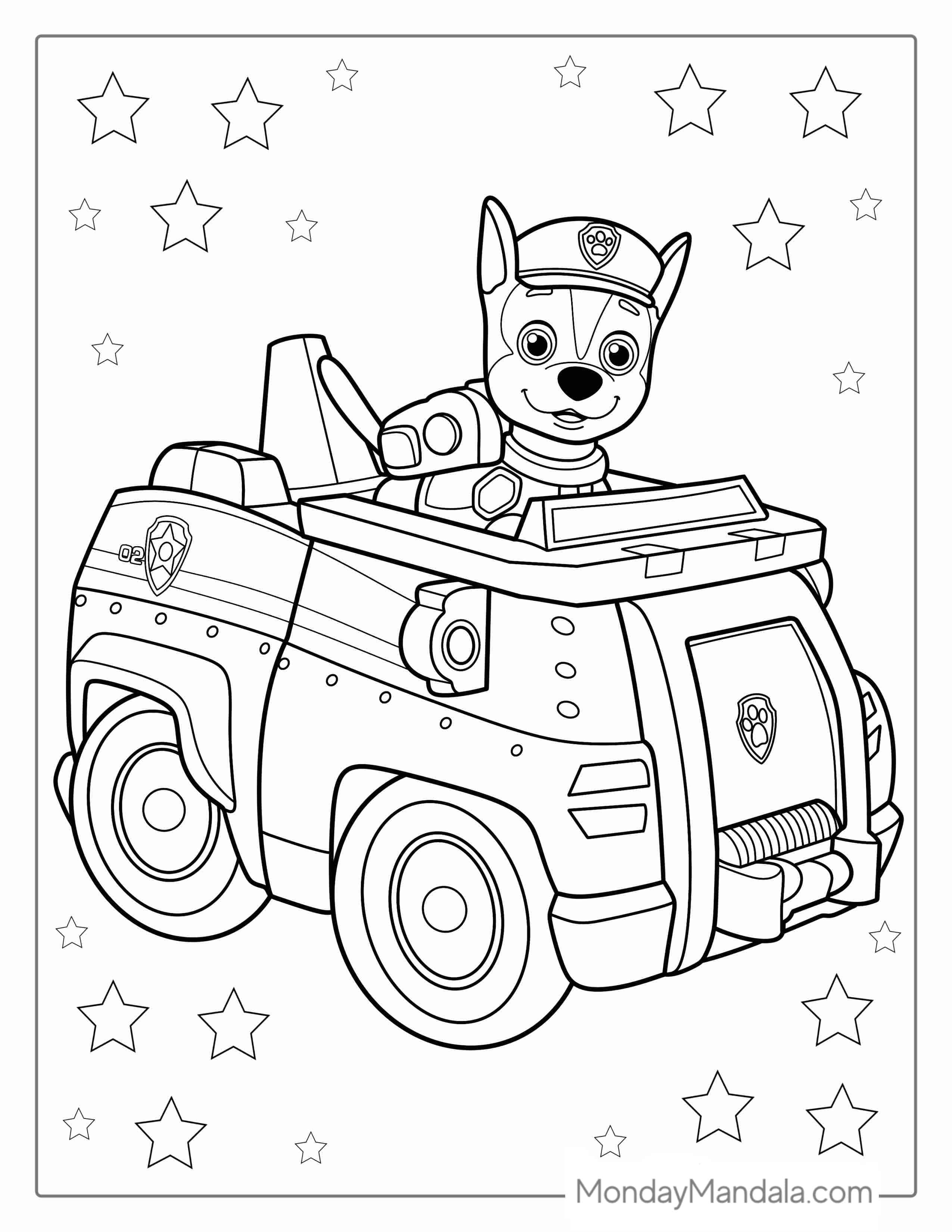 Coloring Page Of Chase In Police Truck coloring page