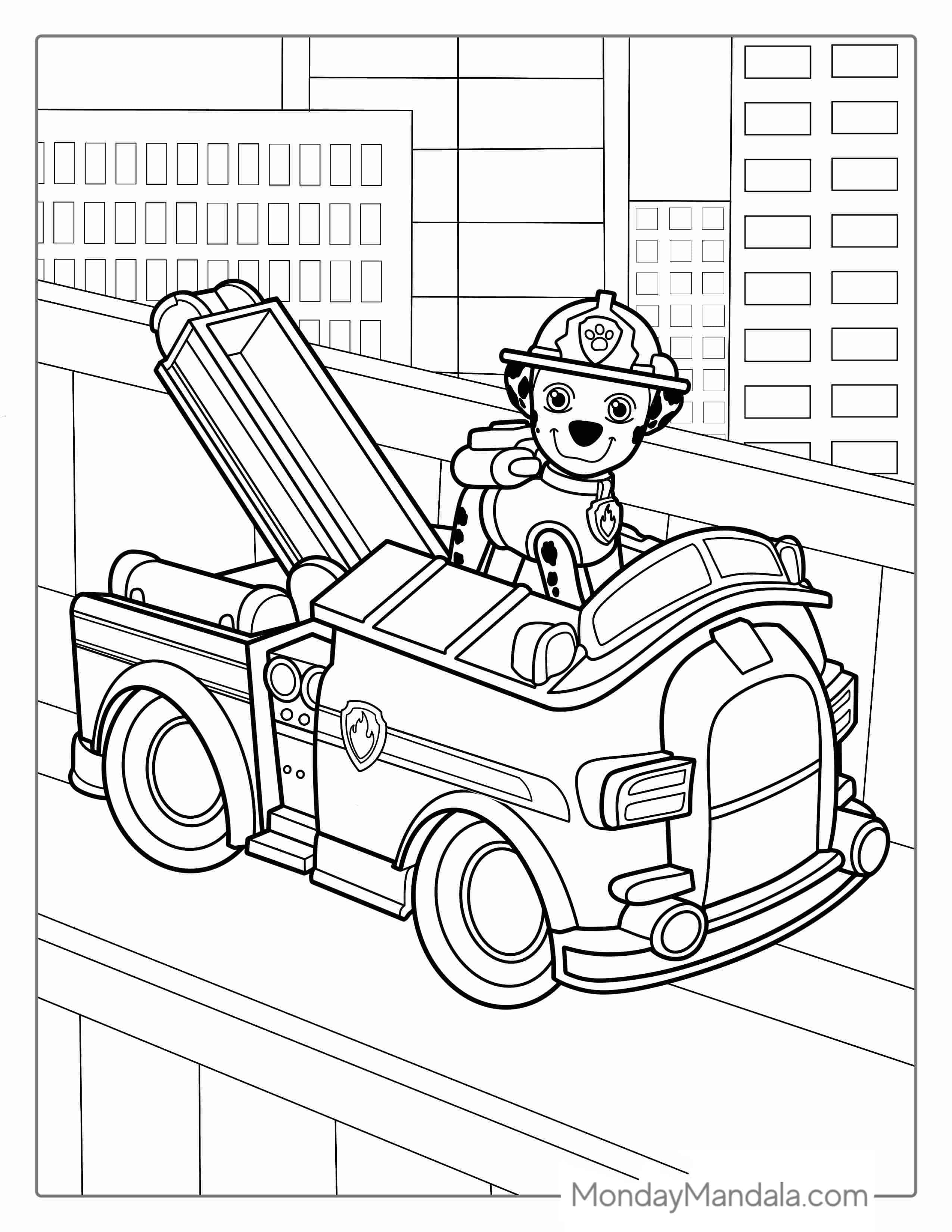 Coloring Page Of Marshall With Fire Truck coloring page