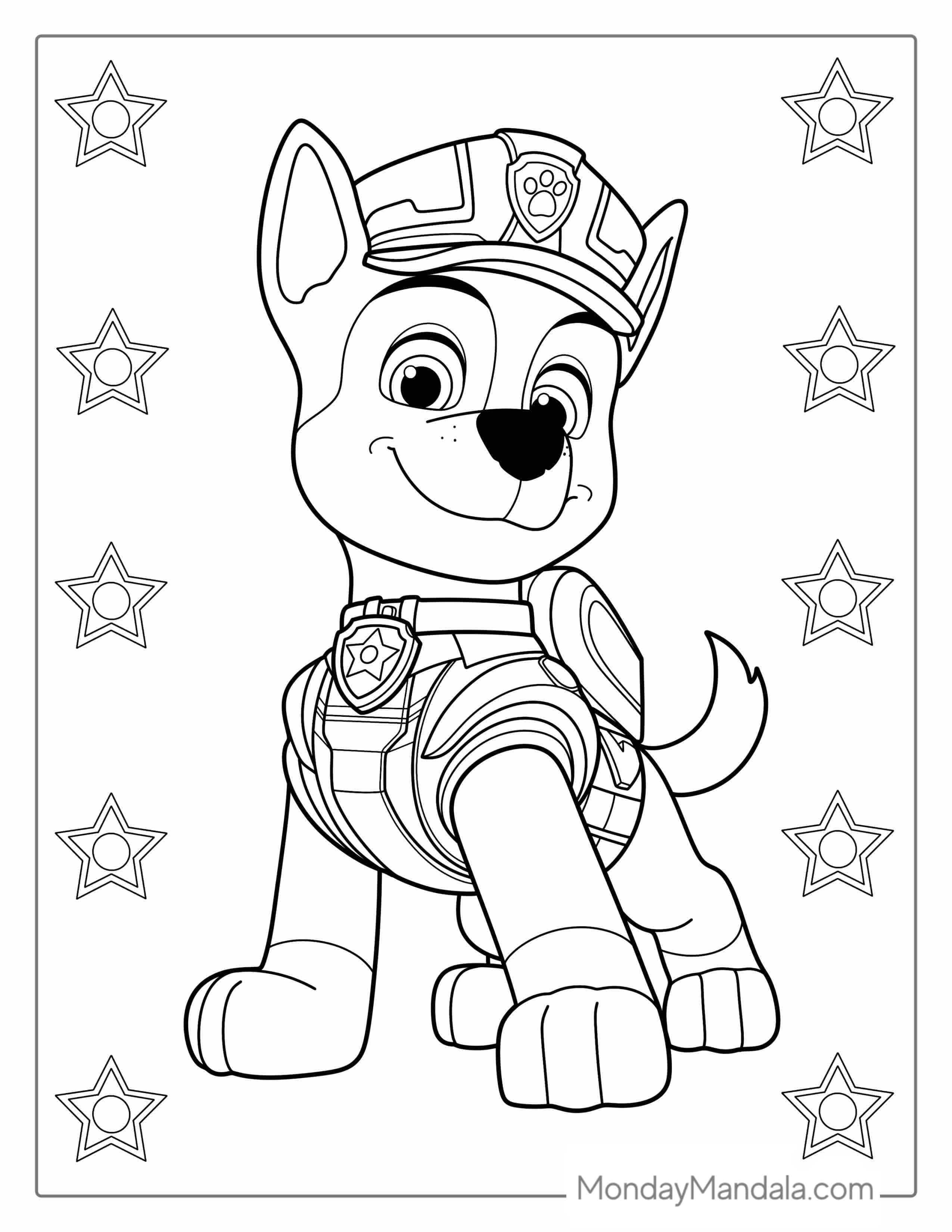 Coloring Picture Of Chase With Police Badges coloring page