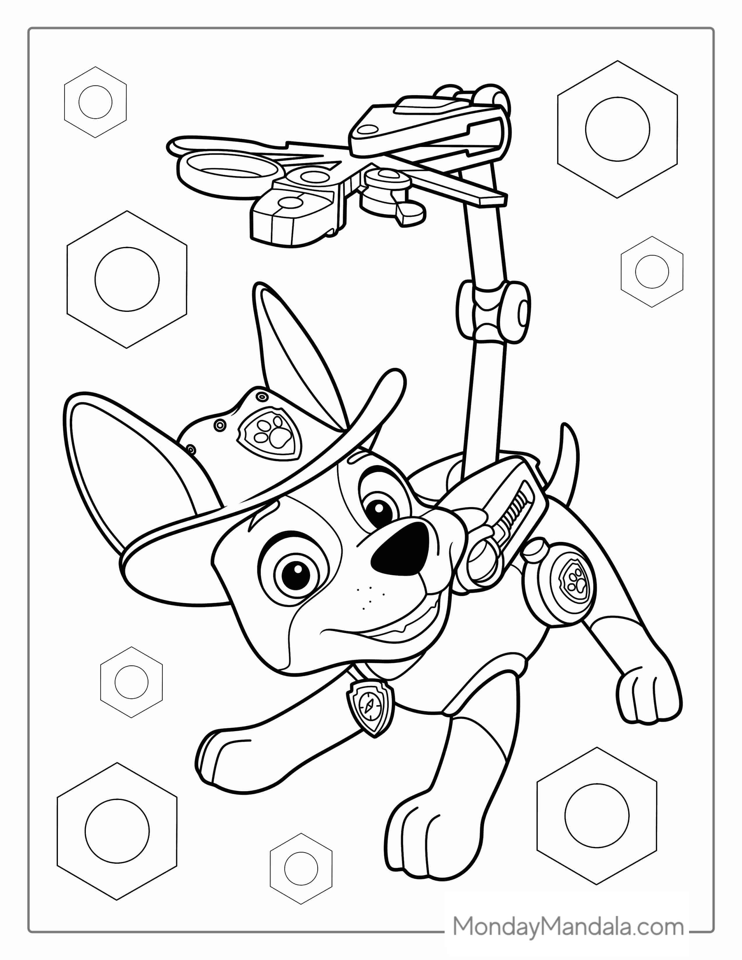 Coloring Sheet Of Tracker From Paw Patrol coloring page